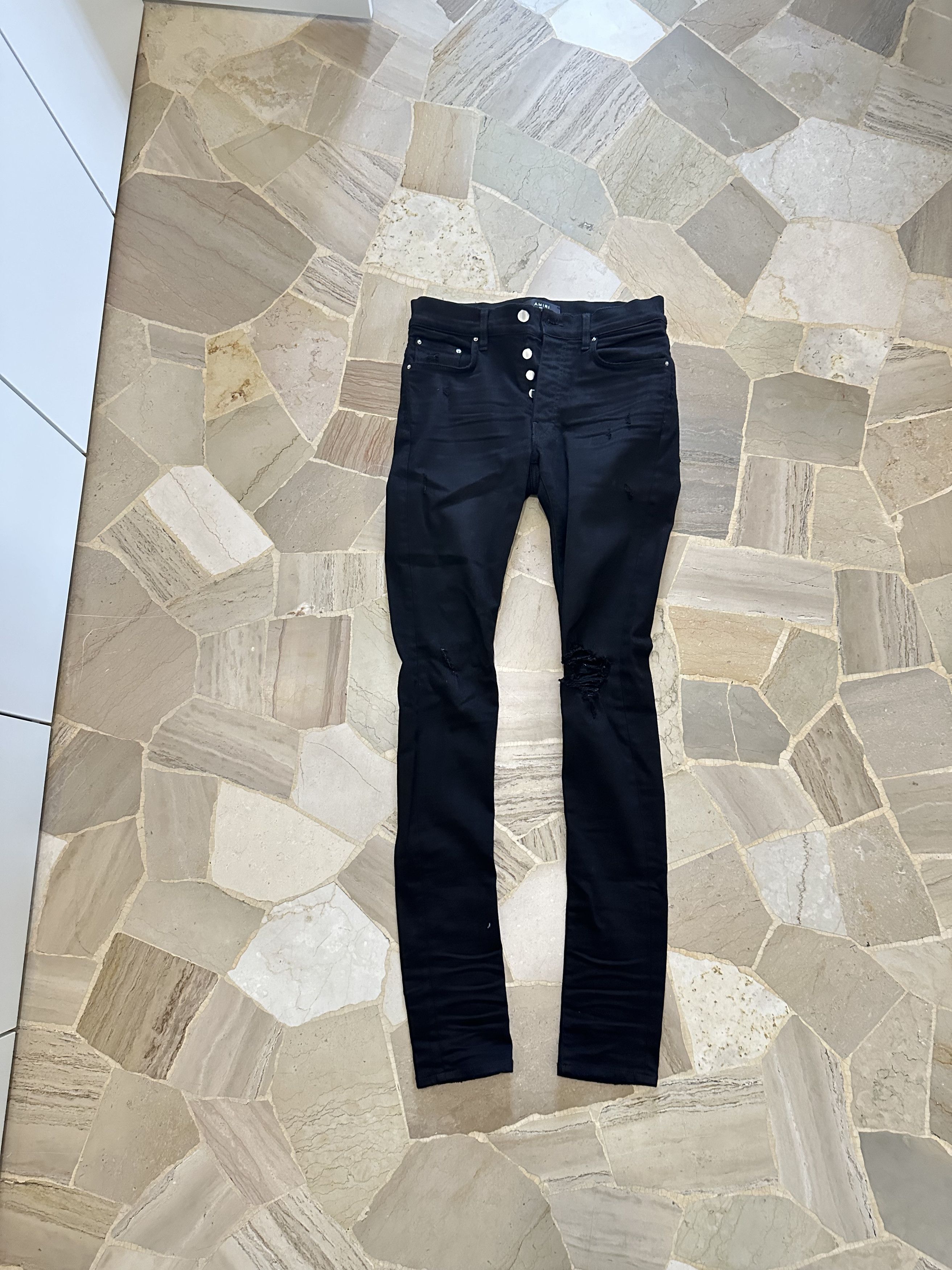 Amiri AMIRI Distressed Skinny Jeans - Black Size US 30 / EU 46 - 1 Thumbnail