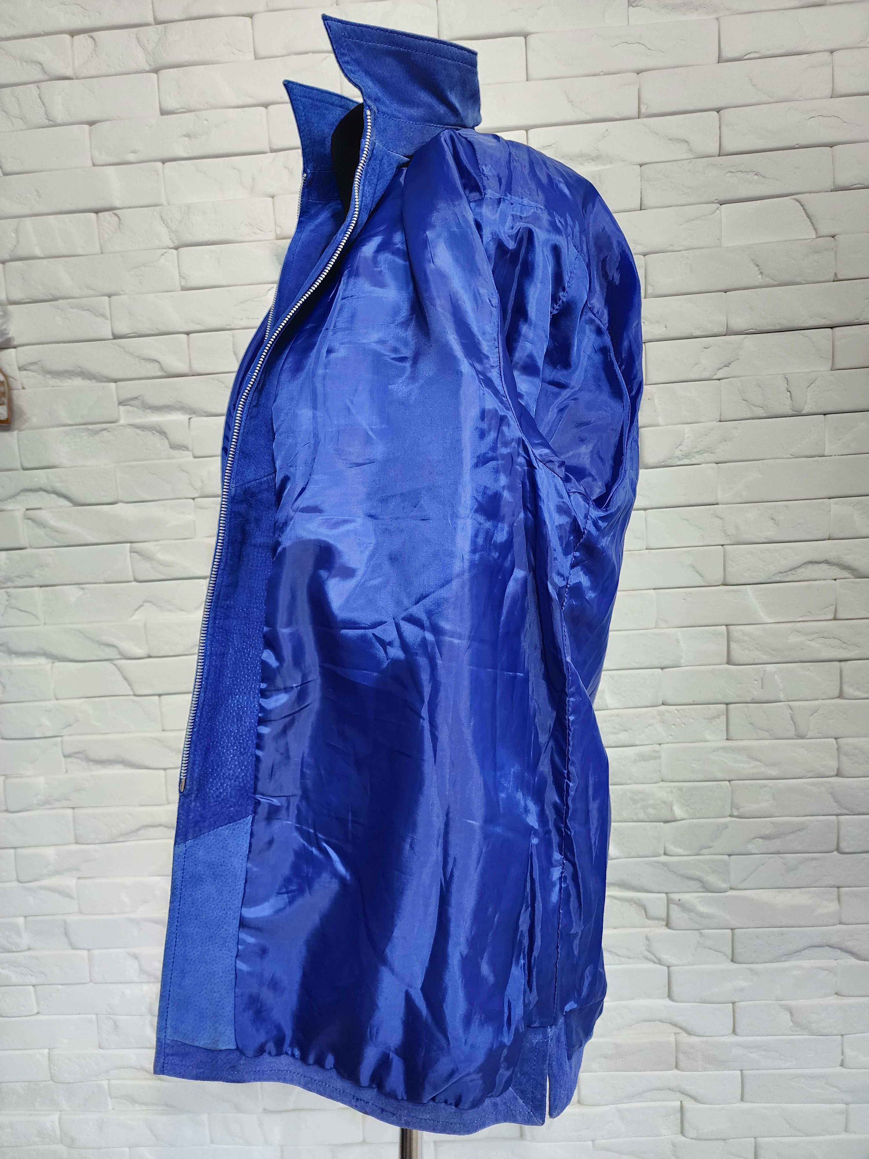 Other Blue Suede Leather Shirt: Women's Metal Zipper Jacket Size XXL / US 16-18 / IT 52-54 - 11 Thumbnail