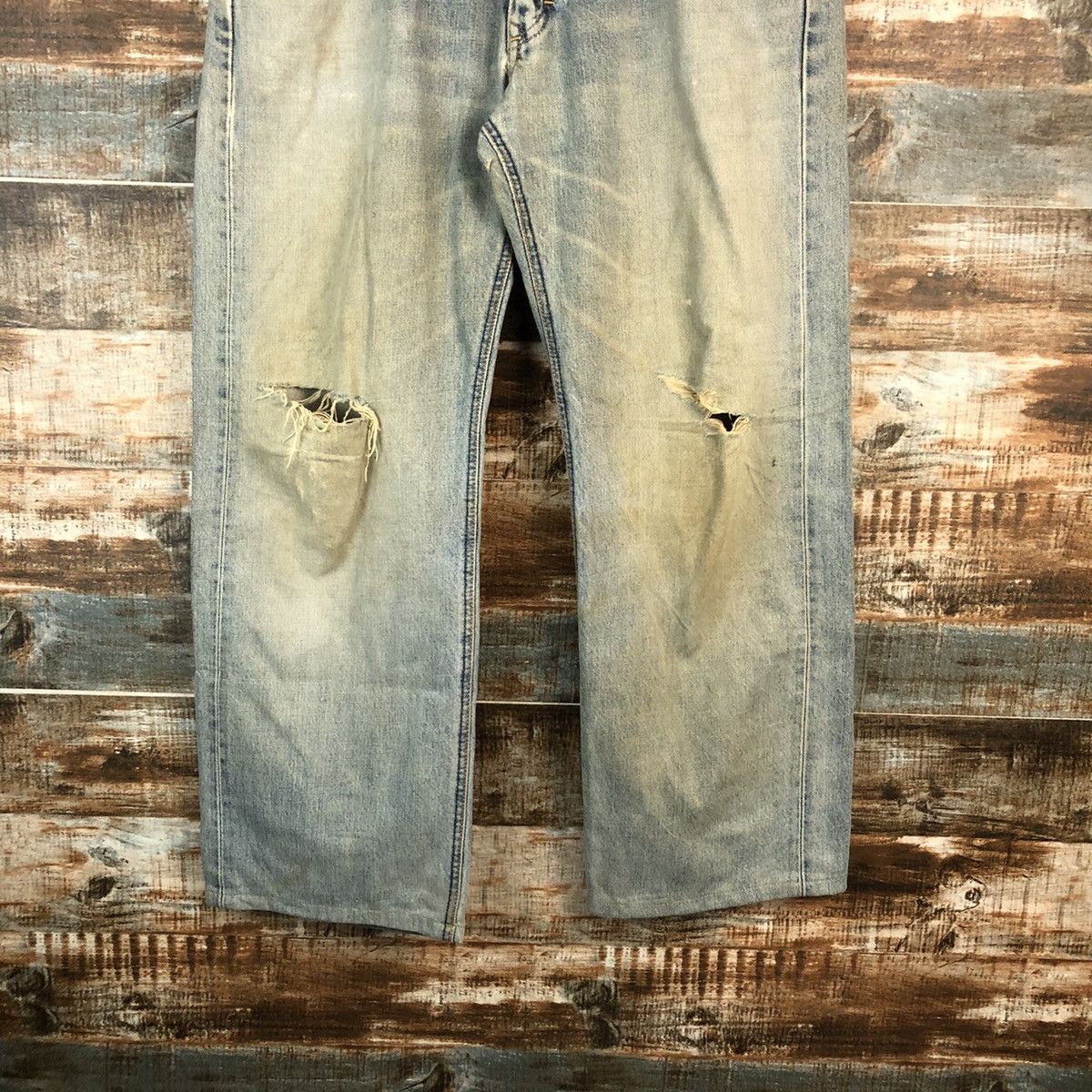 Lee Lee vintage selvedge Distressed Denim Pants #A2391 Size US 34 / EU 50 - 3 Thumbnail