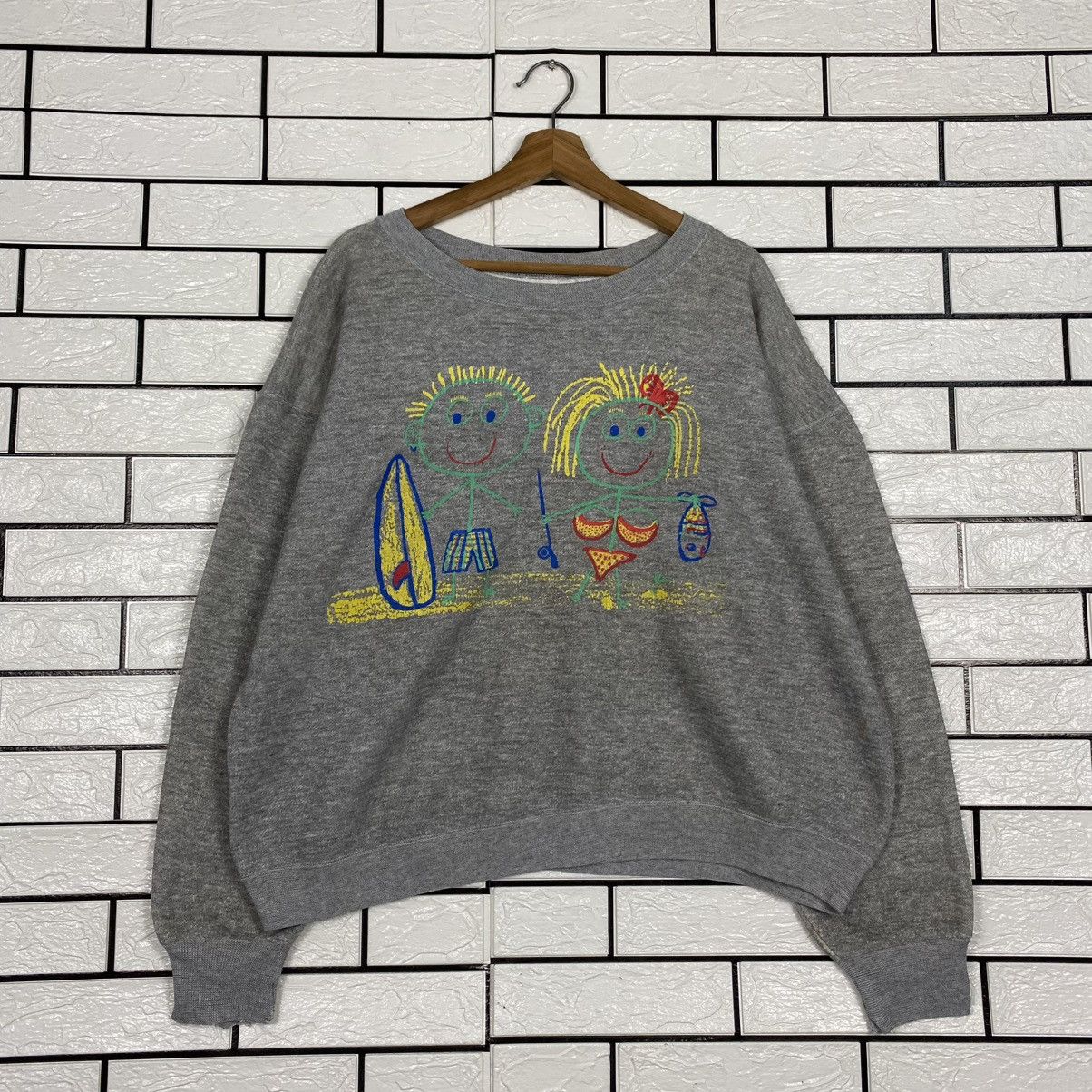 Vintage 🔥 HEALTHKNIT VINTAGE SWEATSHIRT BEACH KIDS GRAPHIC CREWNECK Size US L / EU 52-54 / 3 - 1 Thumbnail