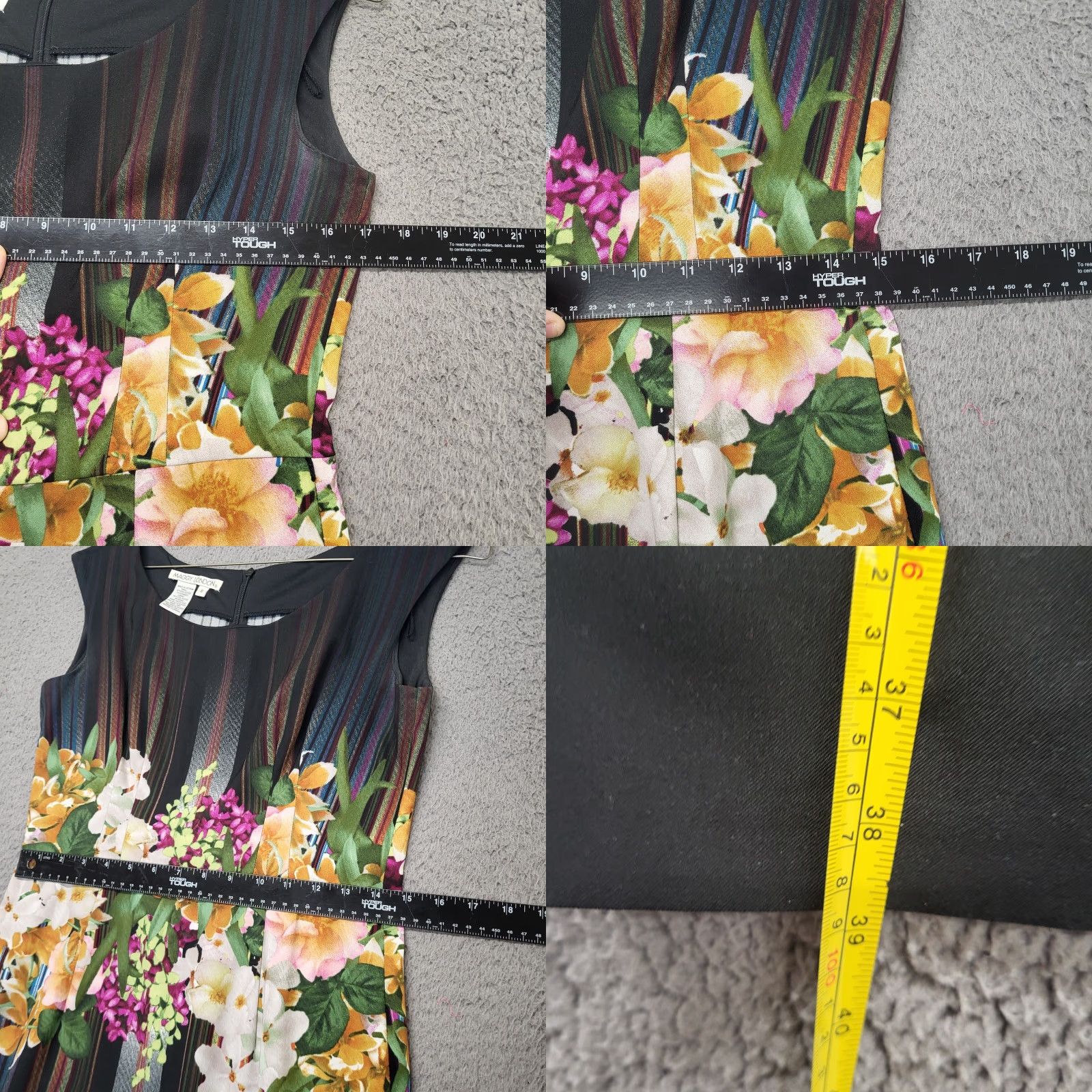 MAGGY LONDON Maggie London Dress Womens 8 Sheath Knee Length Floral Multicolor Black Sleeveless Size M / US 6-8 / IT 42-44 - 8 Thumbnail