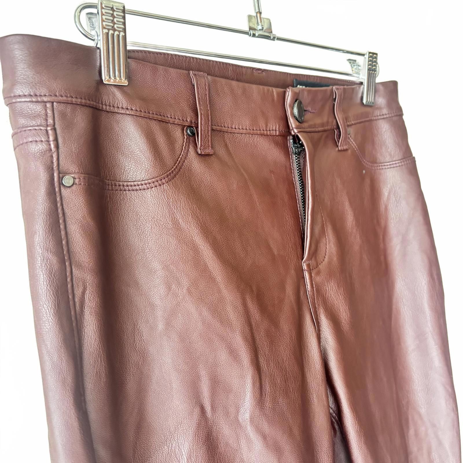 BLANKNYC Blank NYC Faux Vegan Leather Oxblood Brown Skinny Jean Pant Size 28" / US 6 / IT 42 - 4 Thumbnail