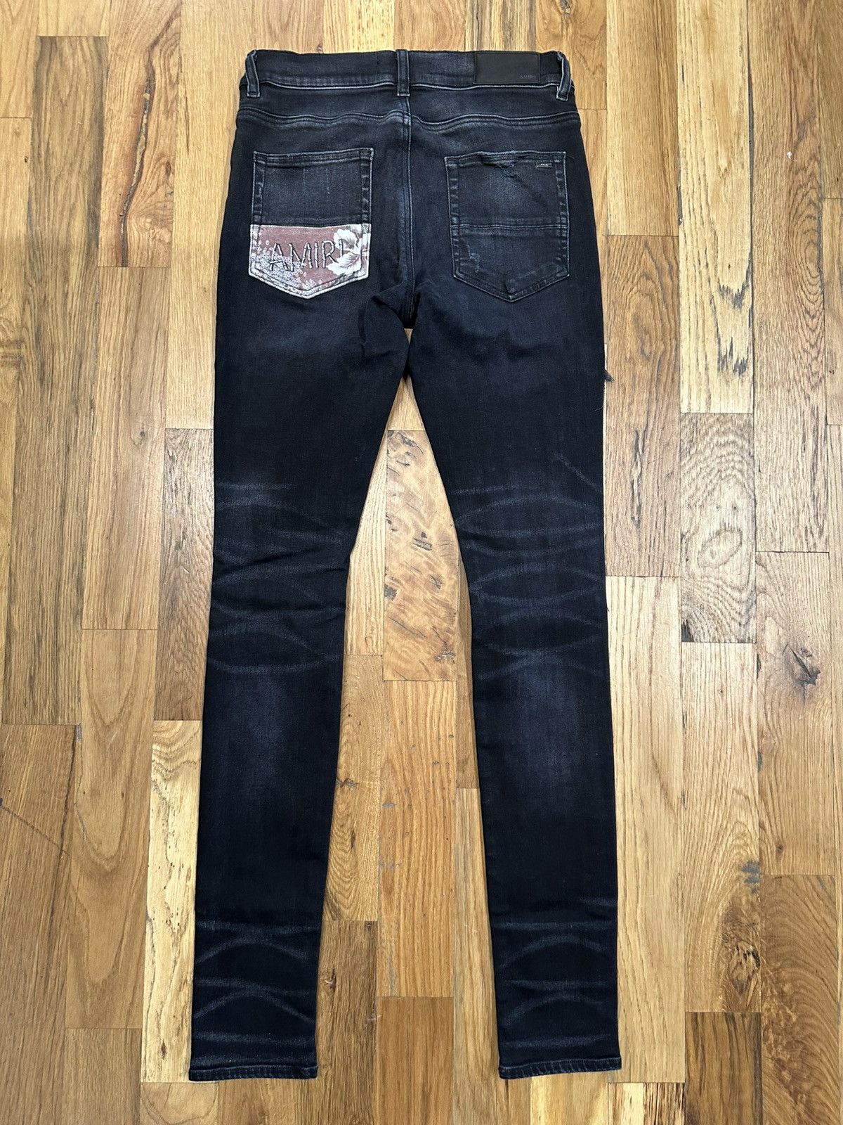 Amiri Palm Tree Bone Black Denim Jeans Size 30