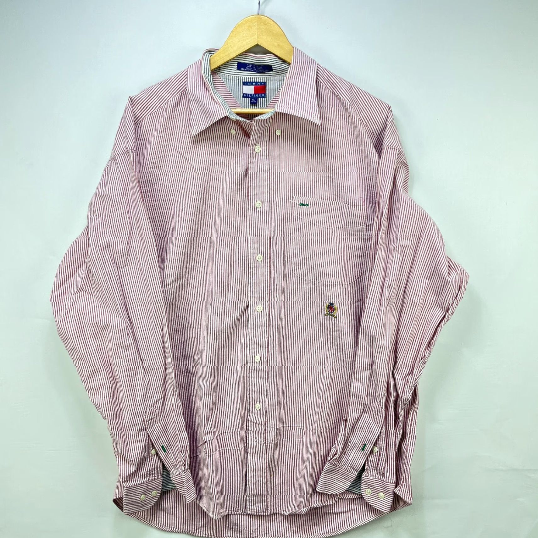 Tommy Hilfiger Vintage Tommy Hilfiger Crest Button Up Long Sleeve Shirt XL Men White 90s Striped Crest Button Up Mens XL Vintage 90s Tommy Hilfiger Shirt Size US XL / EU 56 / 4 - 2 Thumbnail