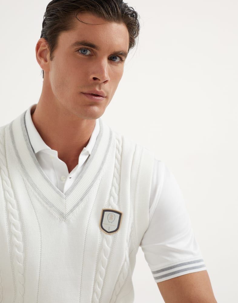 Brunello Cucinelli o1w1db10825 Knitted Vest in White Size US XL / EU 56 / 4 - 2 Thumbnail