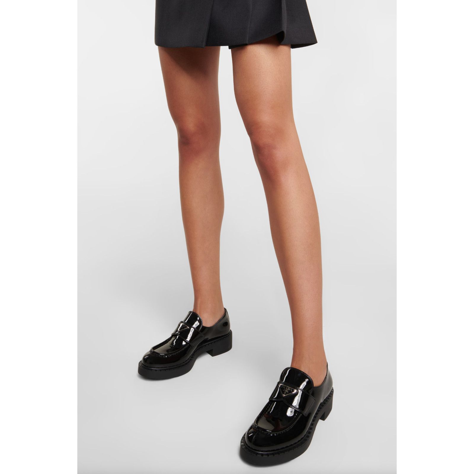 Prada Prada Chocolate Black Patent Leather Silver Logo Platform Size US 6 / IT 36 - 3 Thumbnail