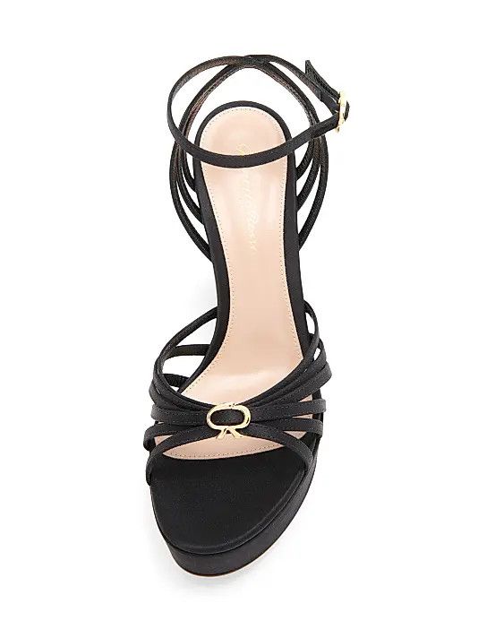 Gianvito Rossi os11x0126 100mm Crepe Satin Platform Sandals in Black Size US 8 / IT 38 - 6 Thumbnail