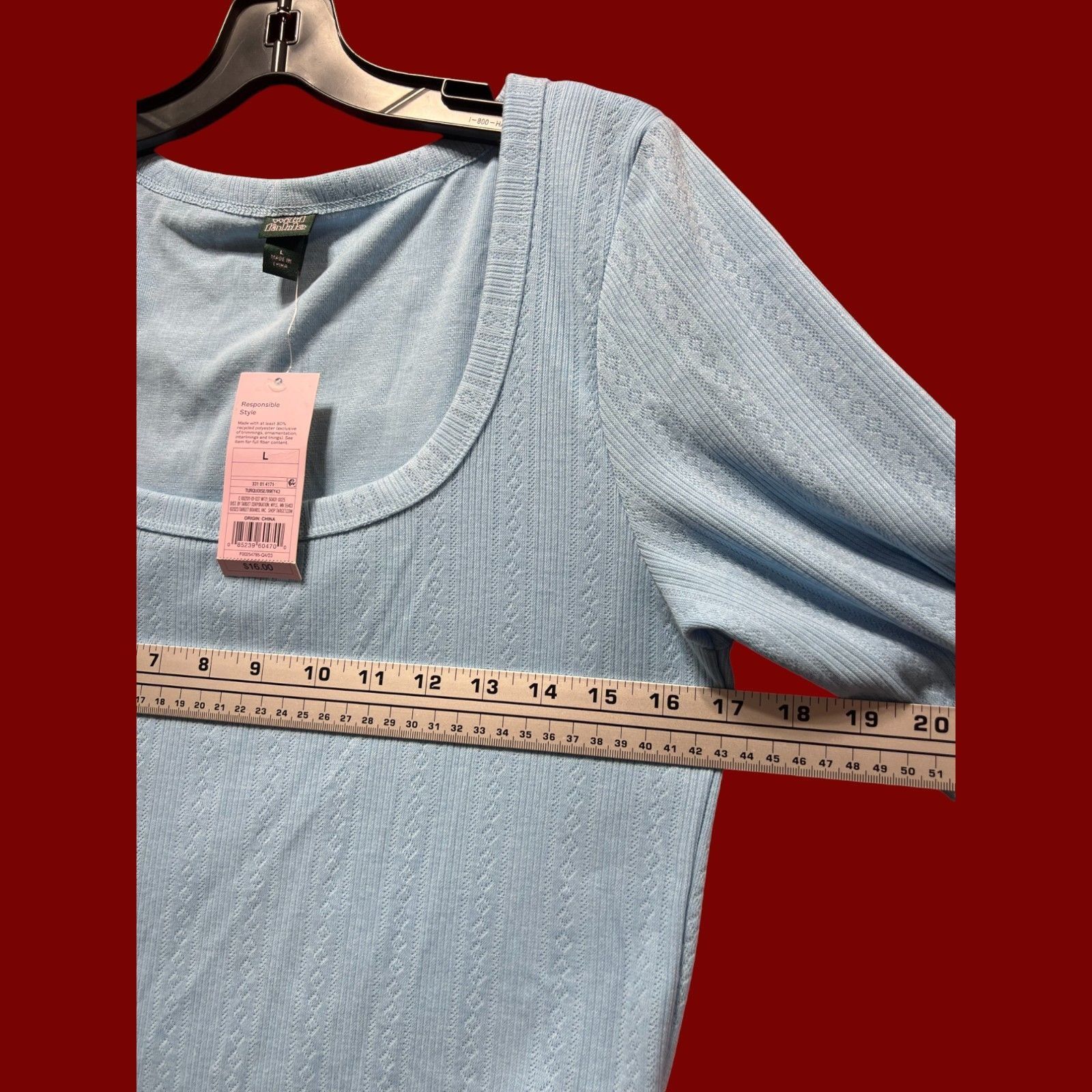Other Wild Fable - Women's Long Sleeve Square Neck Pointelle T-Shi Size L / US 10 / IT 46 - 5 Thumbnail
