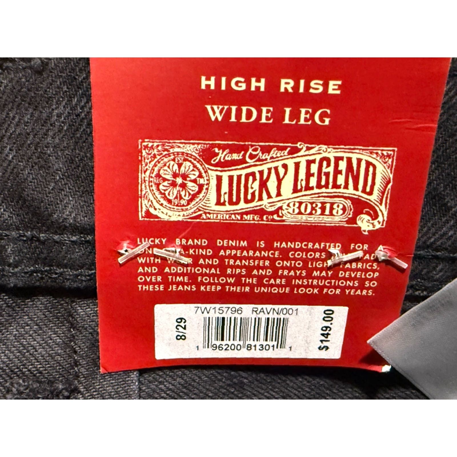 Lucky Brand NWT Lucky Brand Legend Womens 8/29 High Rise Wide-Leg Cropped Black Jeans Size 30" / US 8 / IT 44 - 6 Thumbnail