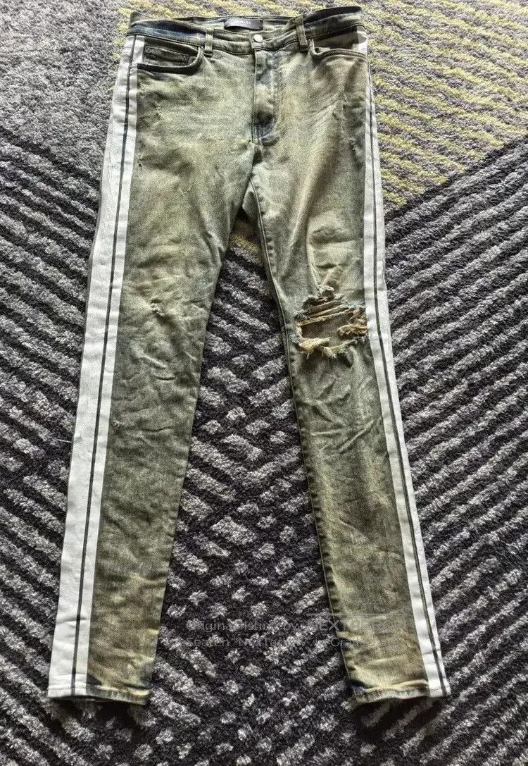 Amiri Sz 33 Amiri Side Stripe Distressed Denim. Size US 33 - 1 Thumbnail