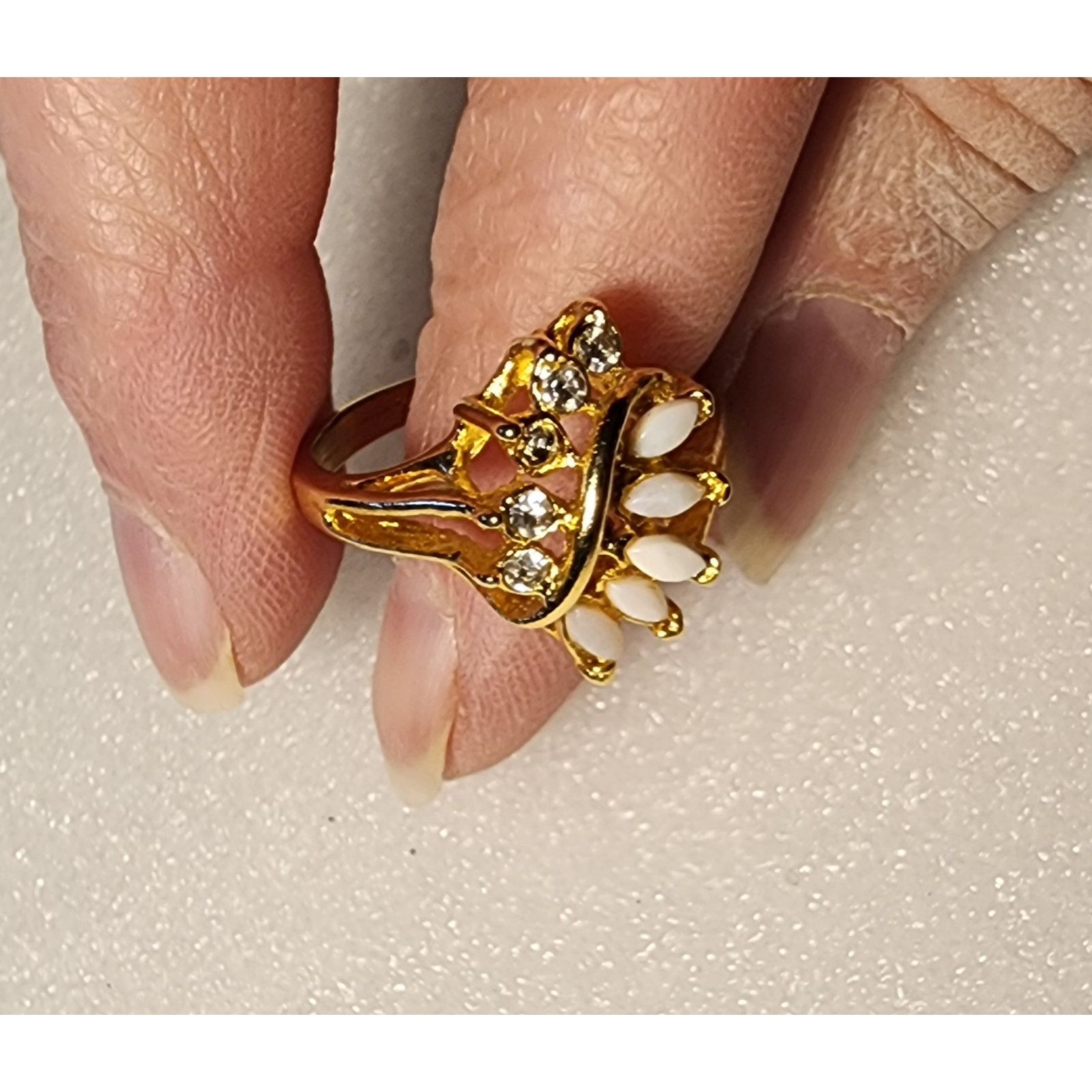 Other Faux Opal & Clear Rhinestones Cocktail Ring - Size 8.5 Size ONE SIZE - 3 Thumbnail