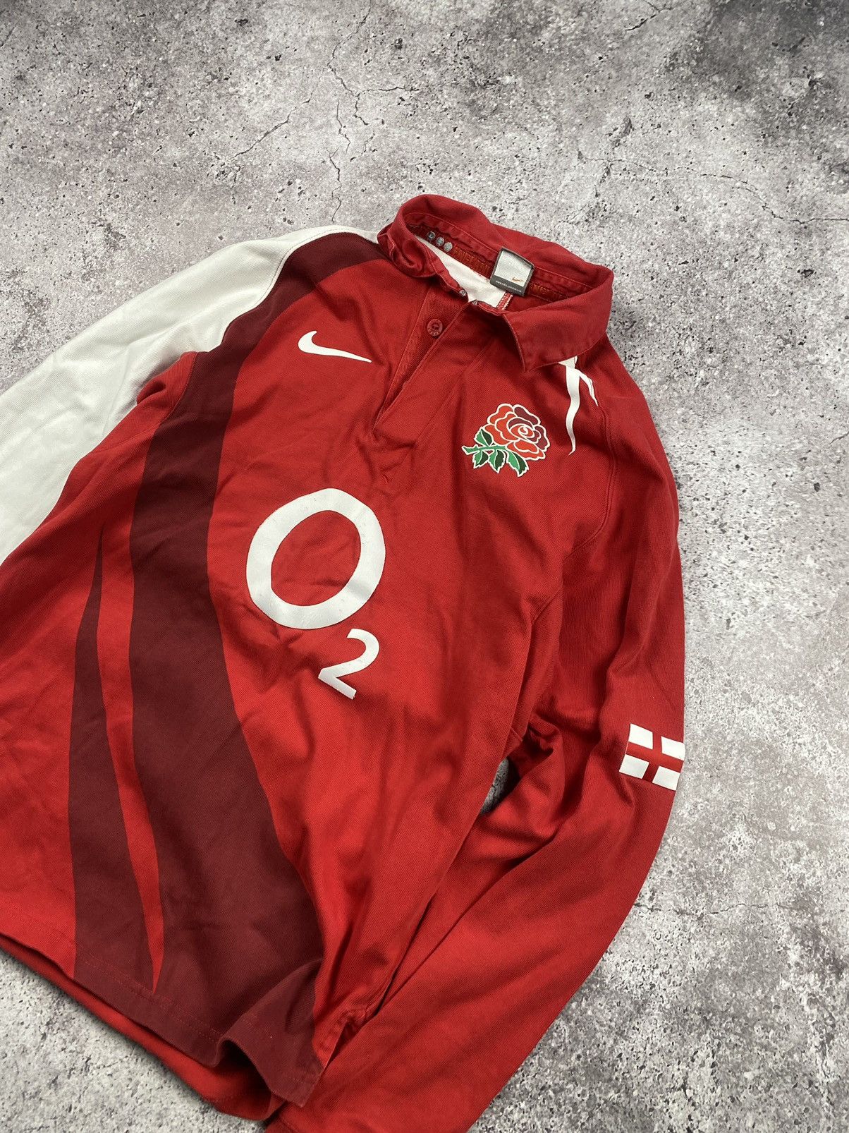 Nike × Vintage 90s NIKE RUGBY ENGLAND RETRO BIG LOGO LONGSLEEVE POLO SWOOSH Size US S / EU 44-46 / 1 - 2 Thumbnail