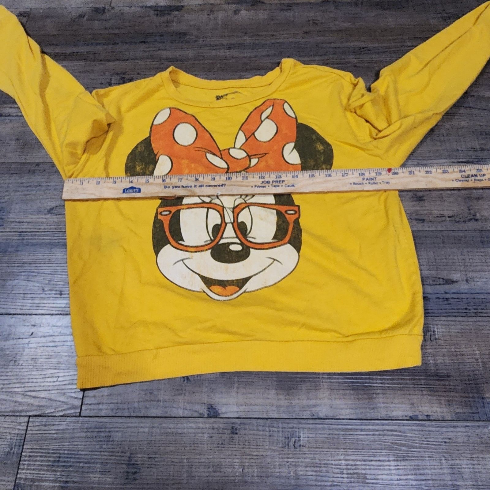 Disney Distressed yellow Minnie Mouse lightweight sweatshirt L 2267 Size L / US 10 / IT 46 - 3 Thumbnail