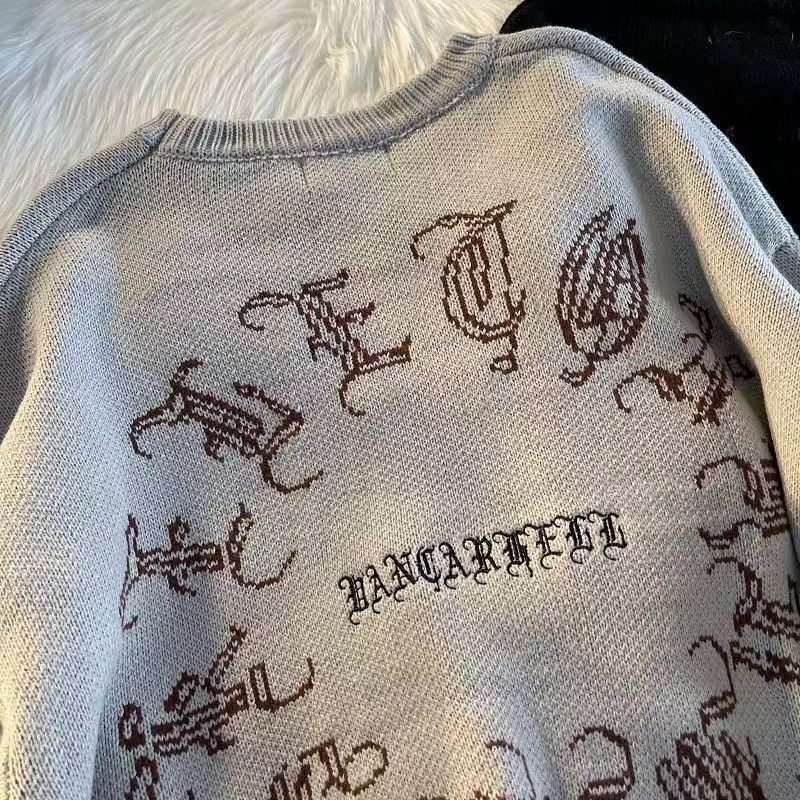 Japanese Brand × Vintage Grey casual retro angel wings pattern knit sweater Size US L / EU 52-54 / 3 - 5 Thumbnail