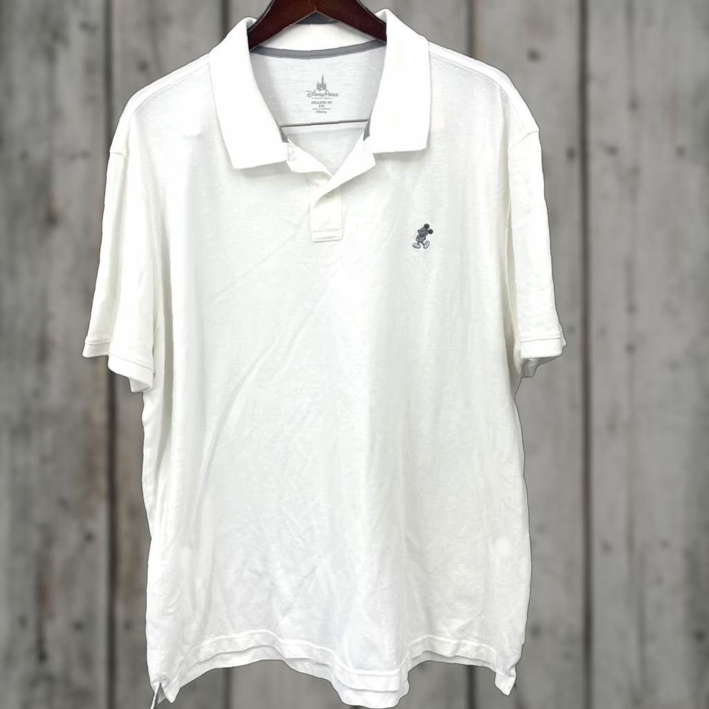 Disney Disney Parks Shirt Mens XXL White Mickey Mouse Logo Short Sleeve Pique Polo Size US XXL / EU 58 / 5 - 1 Thumbnail