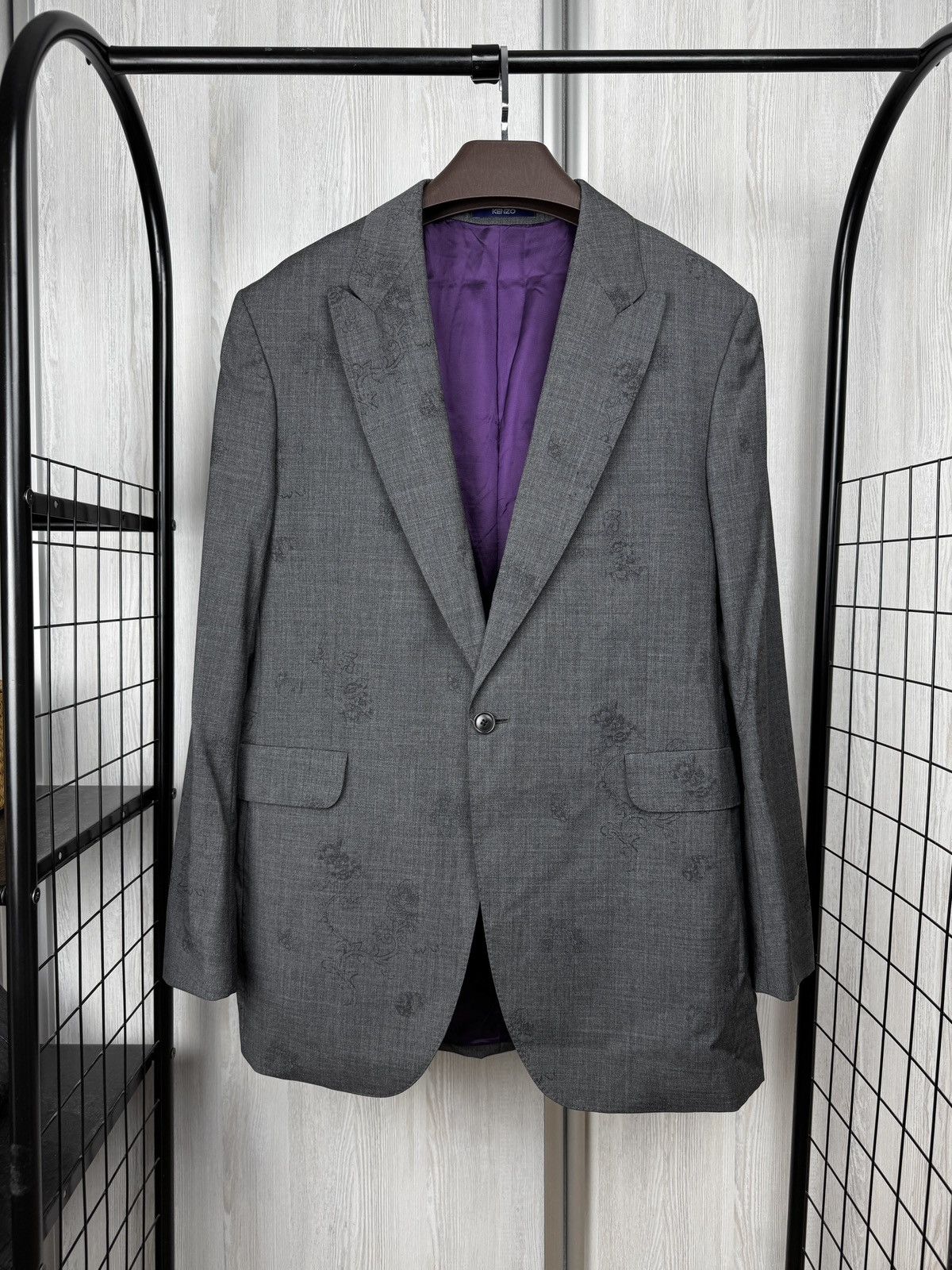 Kenzo Kenzo Baroque Motif Print Gray Wool Blazer size 54 Size 44R - 1 Thumbnail