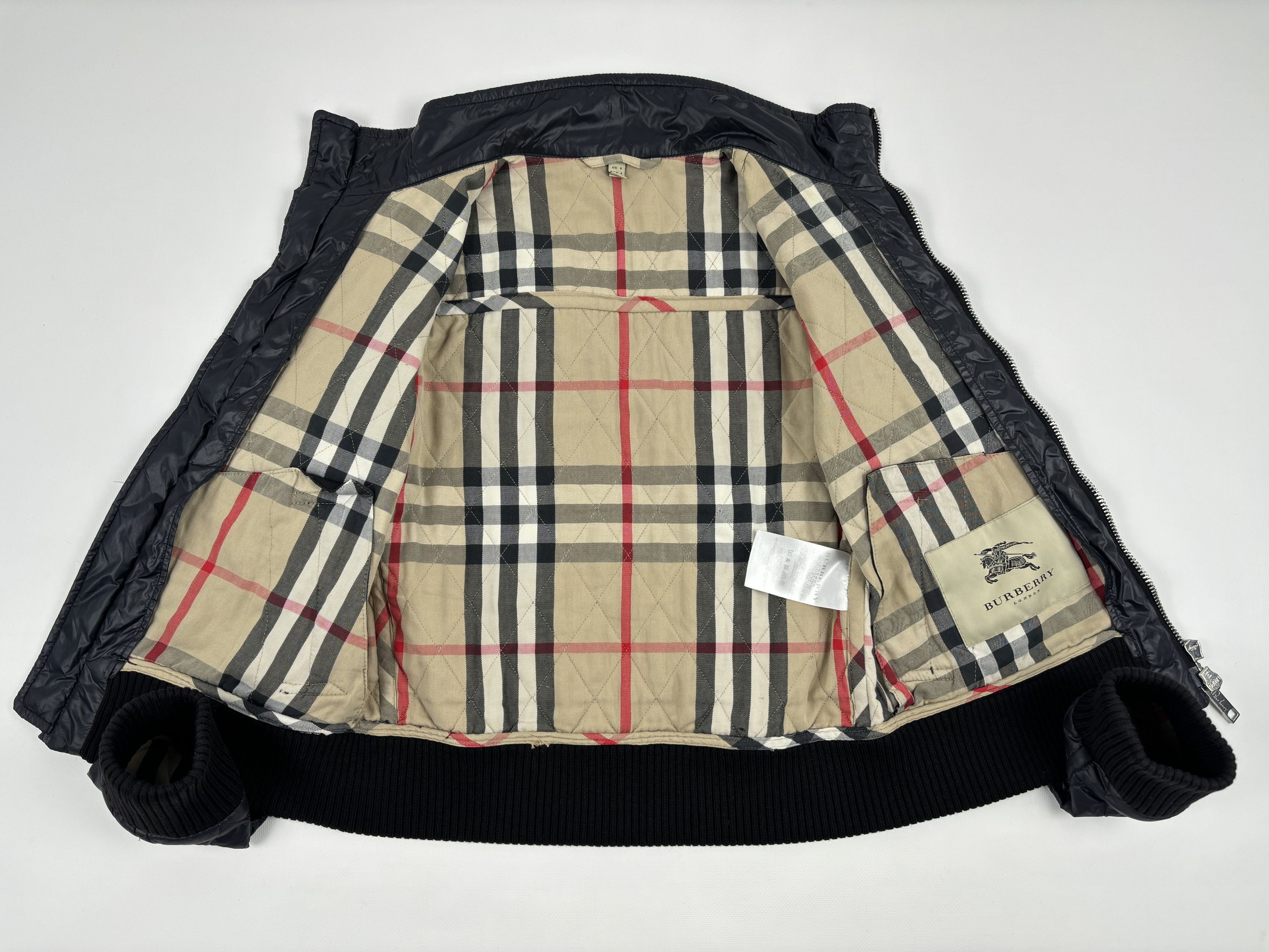 Burberry London Nova Check Biker Ribbed Cuffs Quilted Jacket Full-Zip Bomber Size M / US 6-8 / IT 42-44 - 10 Thumbnail