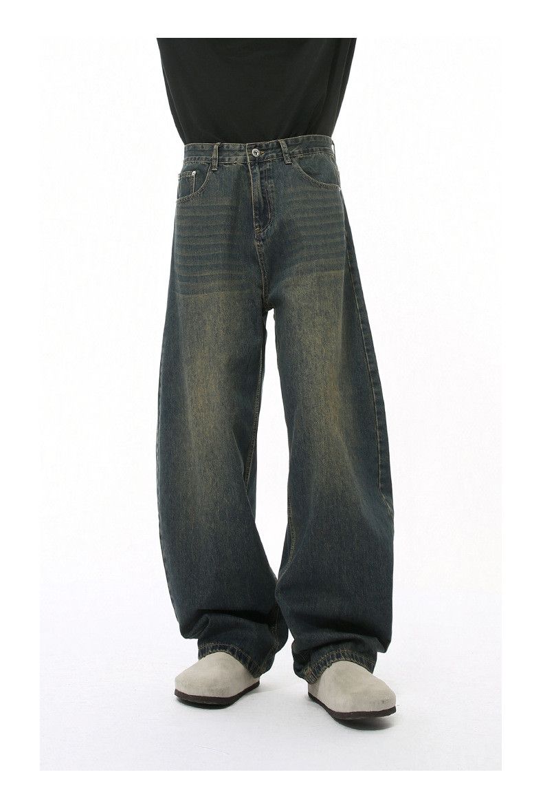 Vintage Japanese retro wide-leg distressed scimitar washed jeans Size US 32 / EU 48 - 2 Thumbnail