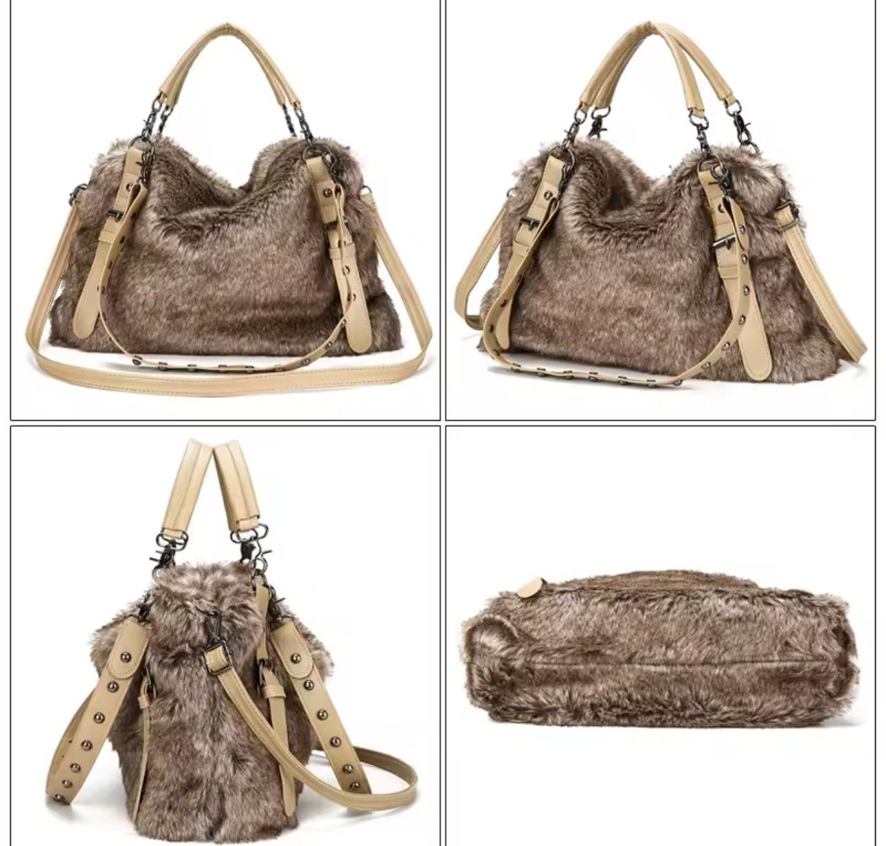 Vintage Vintage Style Fluffy Fur Plush Shoulder Bag Size ONE SIZE - 4 Thumbnail