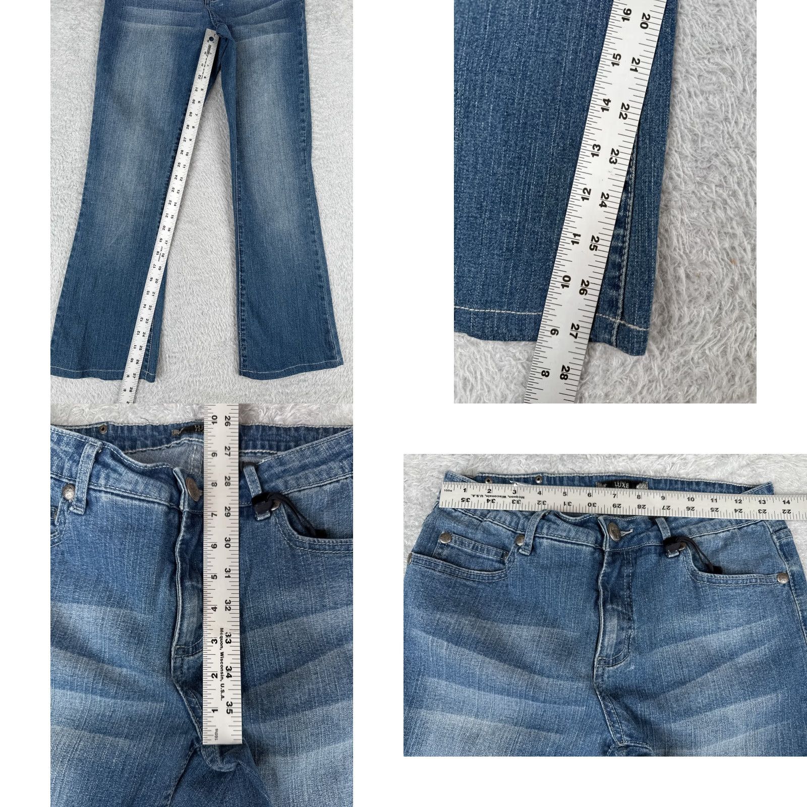 Denime Vintage Tru Luxe Womens Flared Jeans 4 Blue Denim Mid Rise Cotton Embellished 27x27 Size 27" / US 4 / IT 40 - 8 Thumbnail