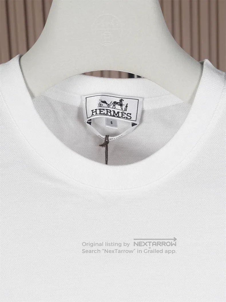 Hermes Hermes Spring-Summer Men's White Pique Cotton Short Sleeve Size US S / EU 44-46 / 1 - 2 Thumbnail