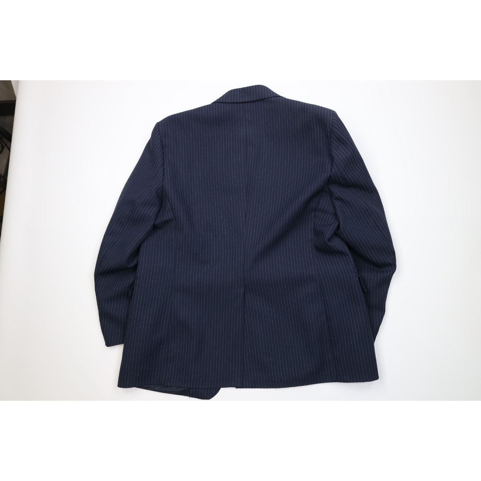 Vintage Vintage 70s 2 Piece Wool Blend Suit Wedding Blue Striped Size 46R - 9 Thumbnail