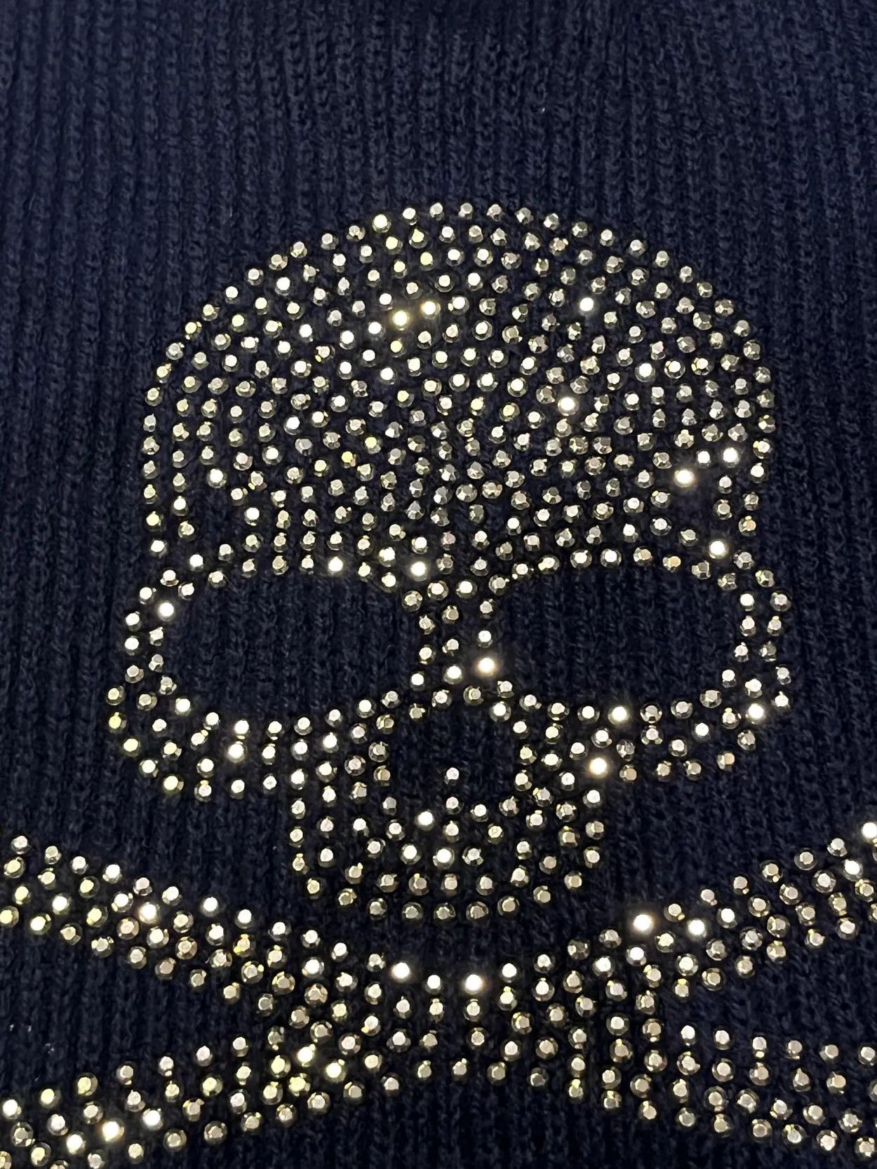 Japanese Brand 💀✨Vintage Punk Rhinestone Skull Beanie Chrome Hearts Vibe Size ONE SIZE - 5 Thumbnail