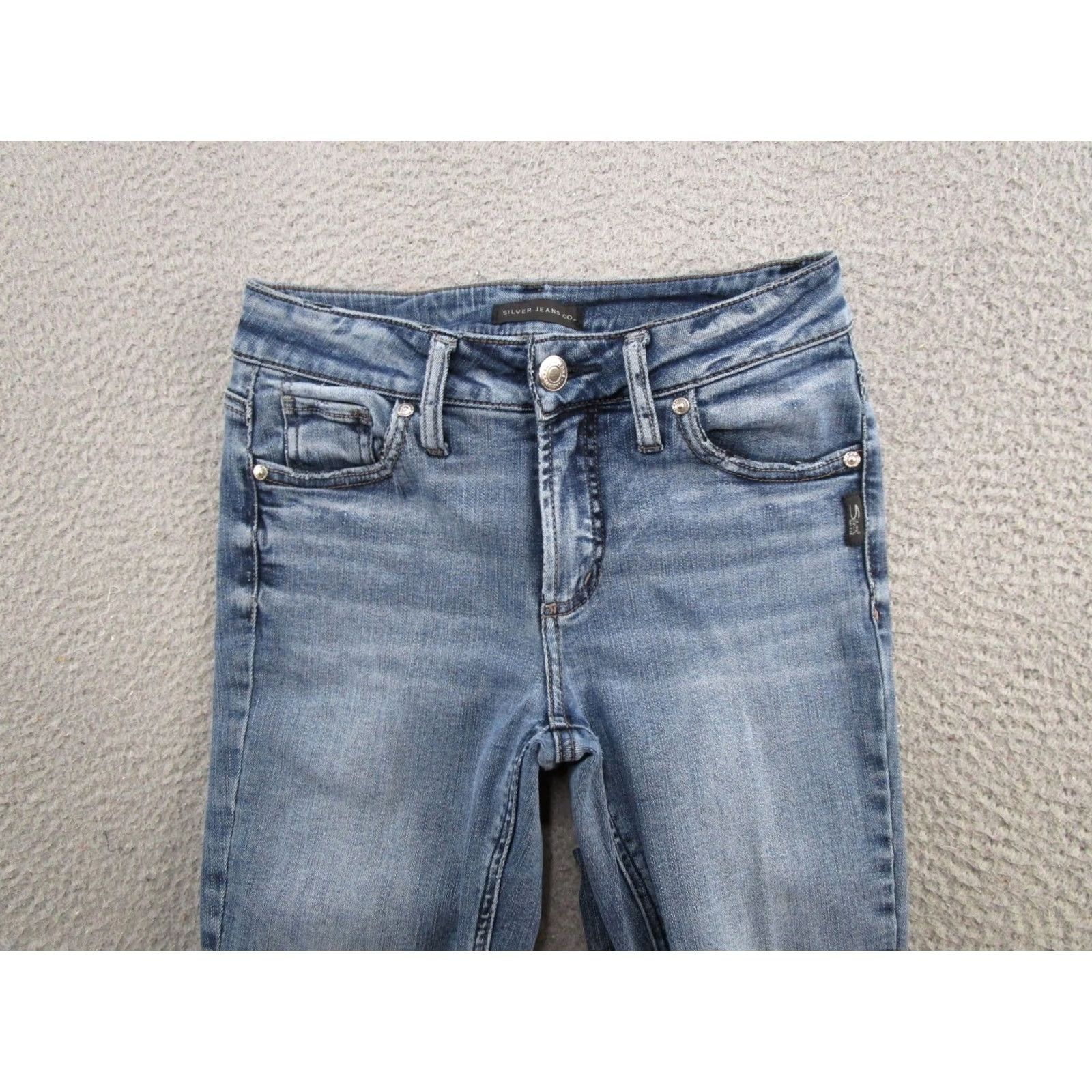 Silver Jeans Co. Silver Jeans Co Blue Stretch Elyse Straight Leg Jeans Womens Size 24x29 Size 42" / US 20 - 3 Thumbnail
