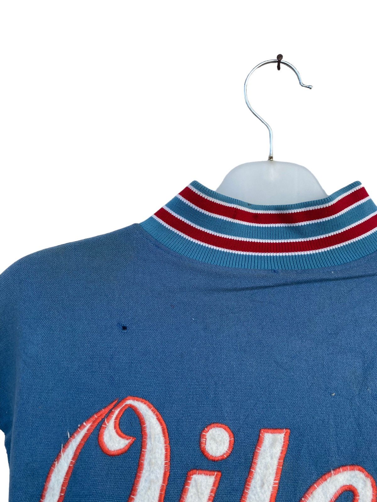 NFL VINTAGE HOUSTON OILERS DISTRESSED VARSITY JACKET Size US M / EU 48-50 / 2 - 9 Thumbnail
