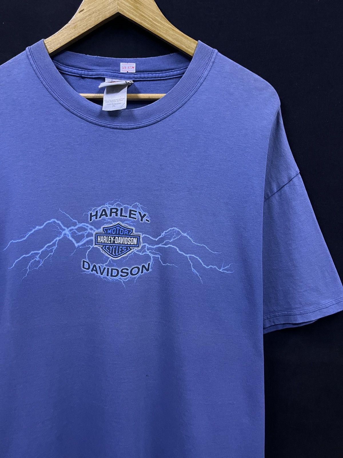 Harley Davidson RARE ! VINTAGE Y2K HARLEY DAVIDSON BLUE LIGHTNING TSHIRT Size US XL / EU 56 / 4 - 2 Thumbnail