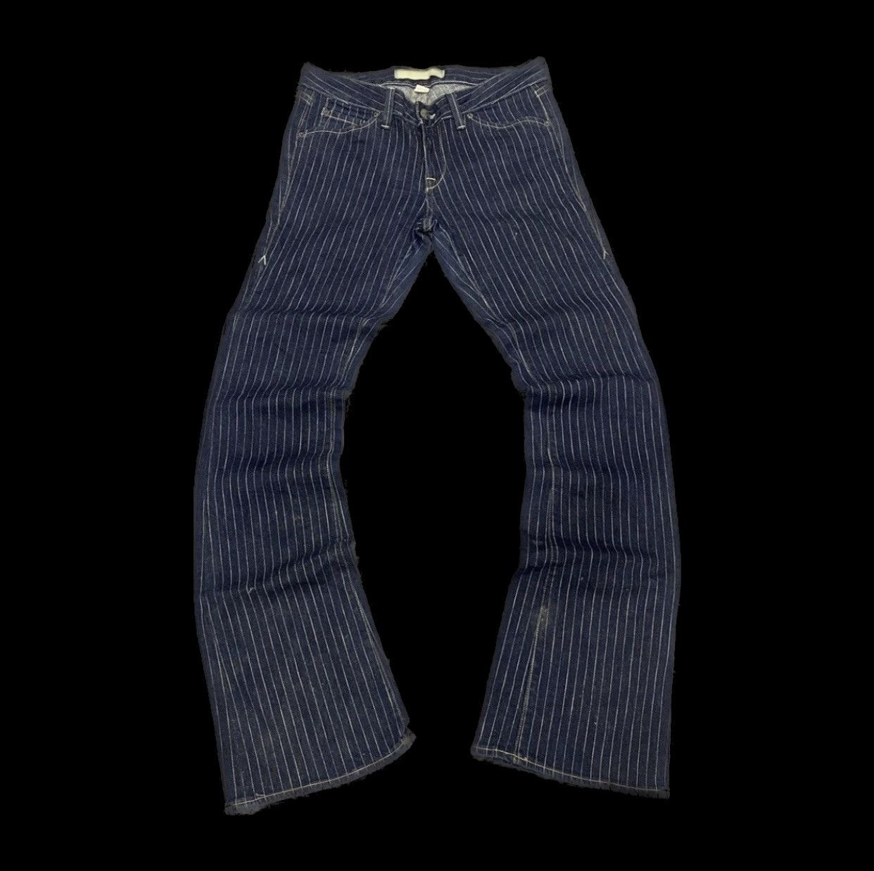 Hysteric Glamour × Japanese Brand × Le Grande Bleu (L.G.B.) Flare☠️Agave Nectar Striped Bootcut Jeans Vintage 90s Punk Size US 31 - 1 Thumbnail