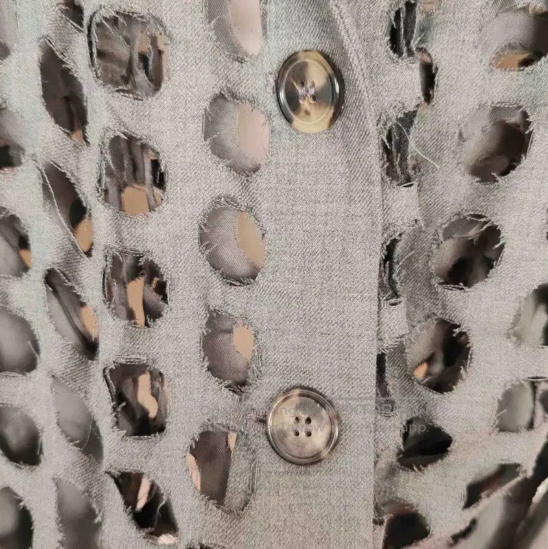 Maison Margiela Maison Margiela Gray Wool Cardigan with Cutouts . Size M / US 6-8 / IT 42-44 - 4 Thumbnail