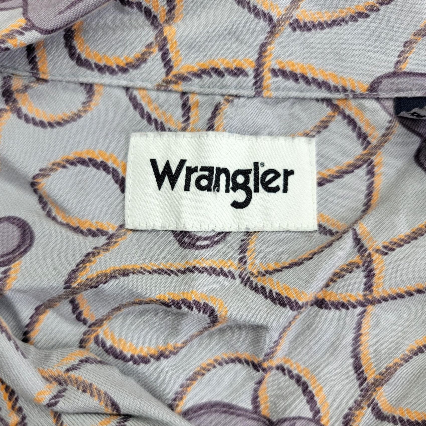 Wrangler Wrangler Shirt Mens 2XL Gray Purple Western Print Short Sleeve Button Up Cowboy Size US XXL / EU 58 / 5 - 3 Thumbnail