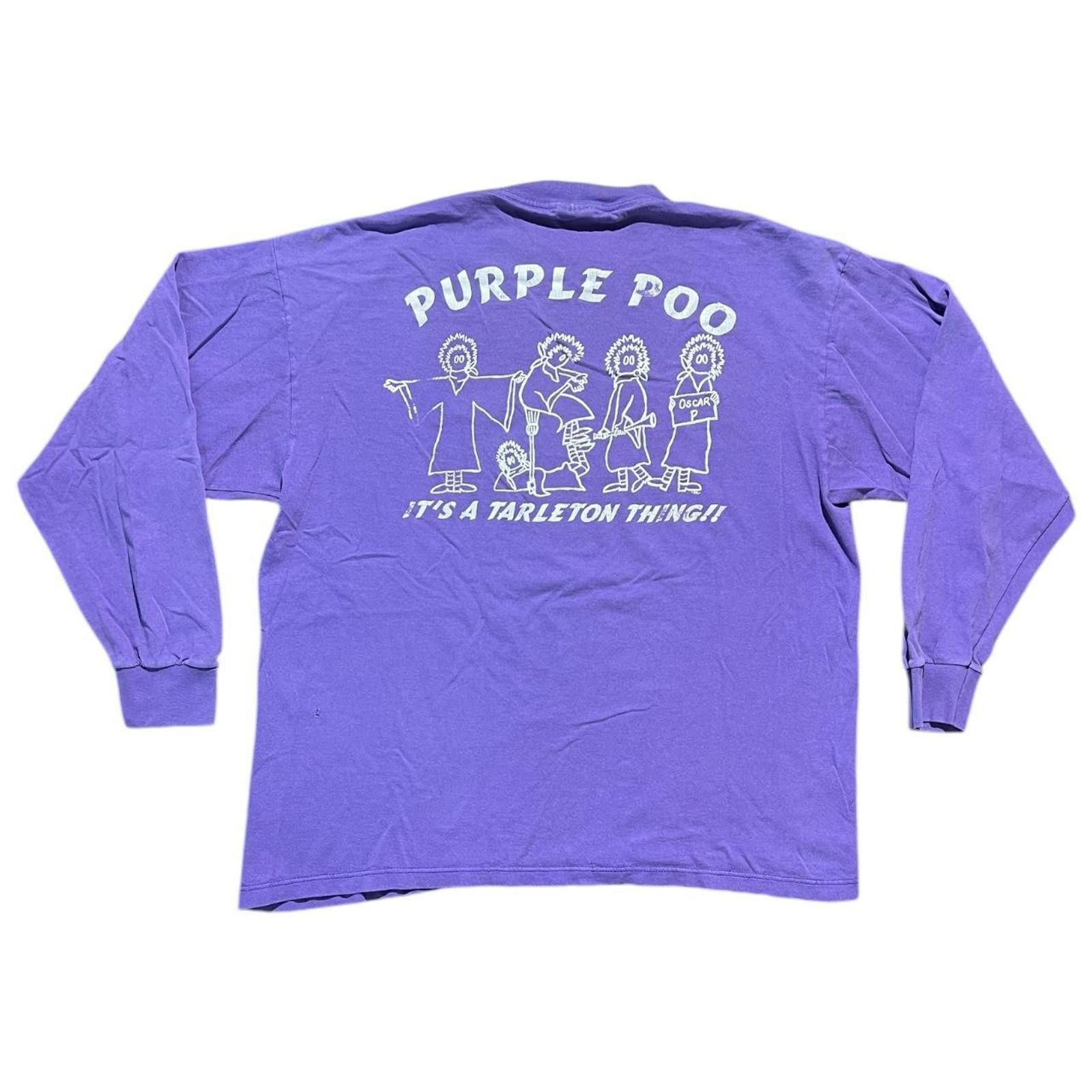 Britt Bolton Vintage 90s Tarleton State University Purple Poo Long Tshirt Size US M / EU 48-50 / 2 - 1 Thumbnail