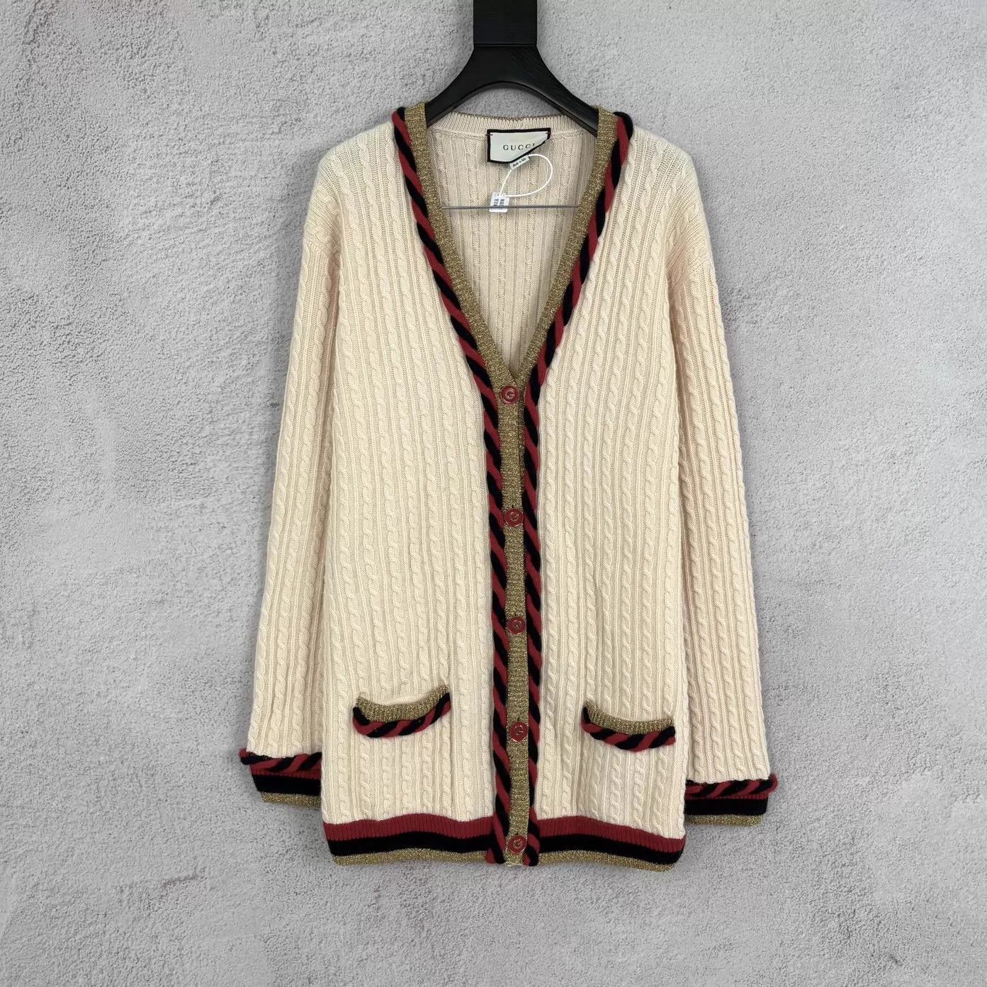 Gucci Gucci Ivory Gold-Thread Knit Cardigan M Size M / US 6-8 / IT 42-44 - 1 Thumbnail