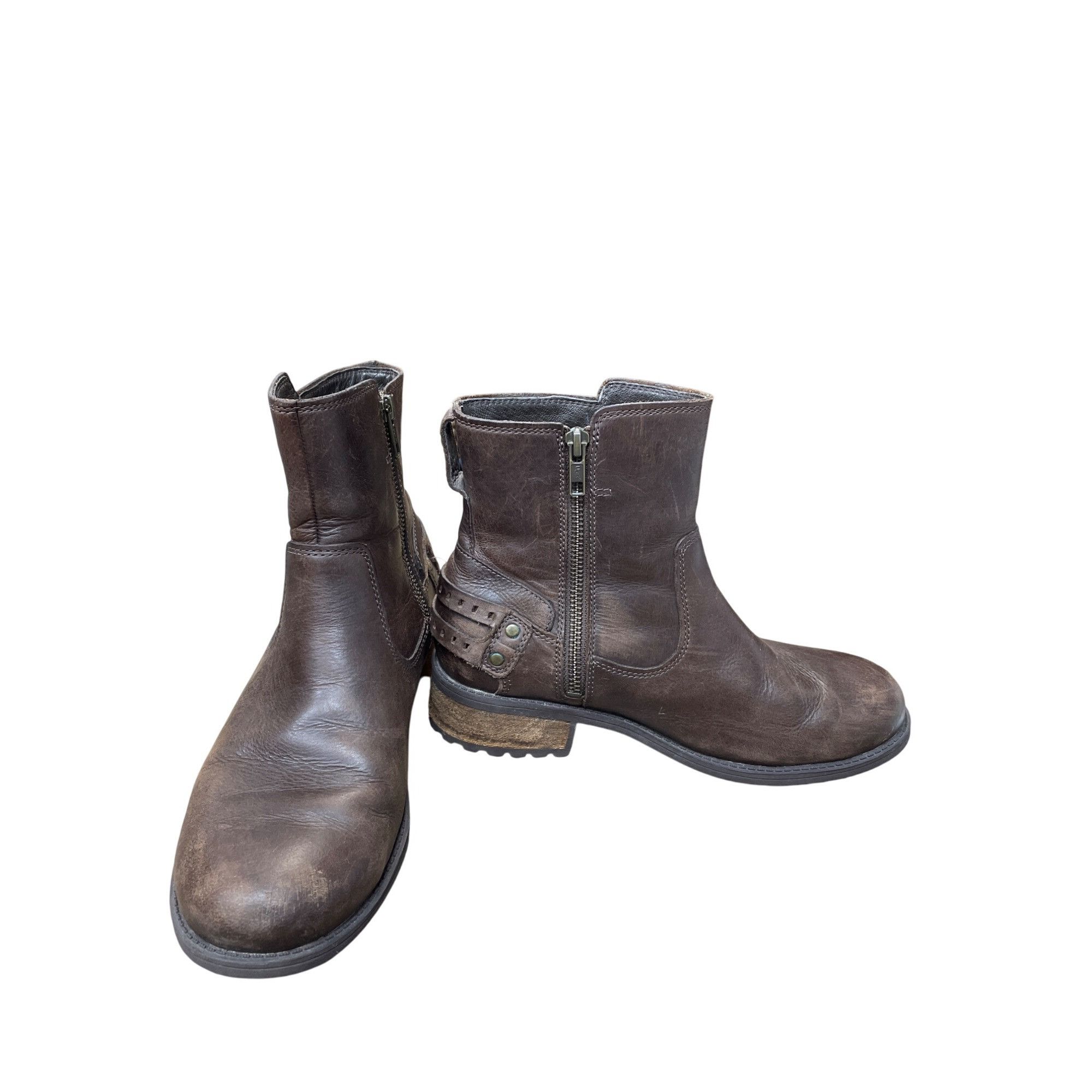 Ugg UGG Womens Brown Leather Ankle Moto Boots Size 8 SKU 9280 Size US 8 / IT 38 - 1 Thumbnail
