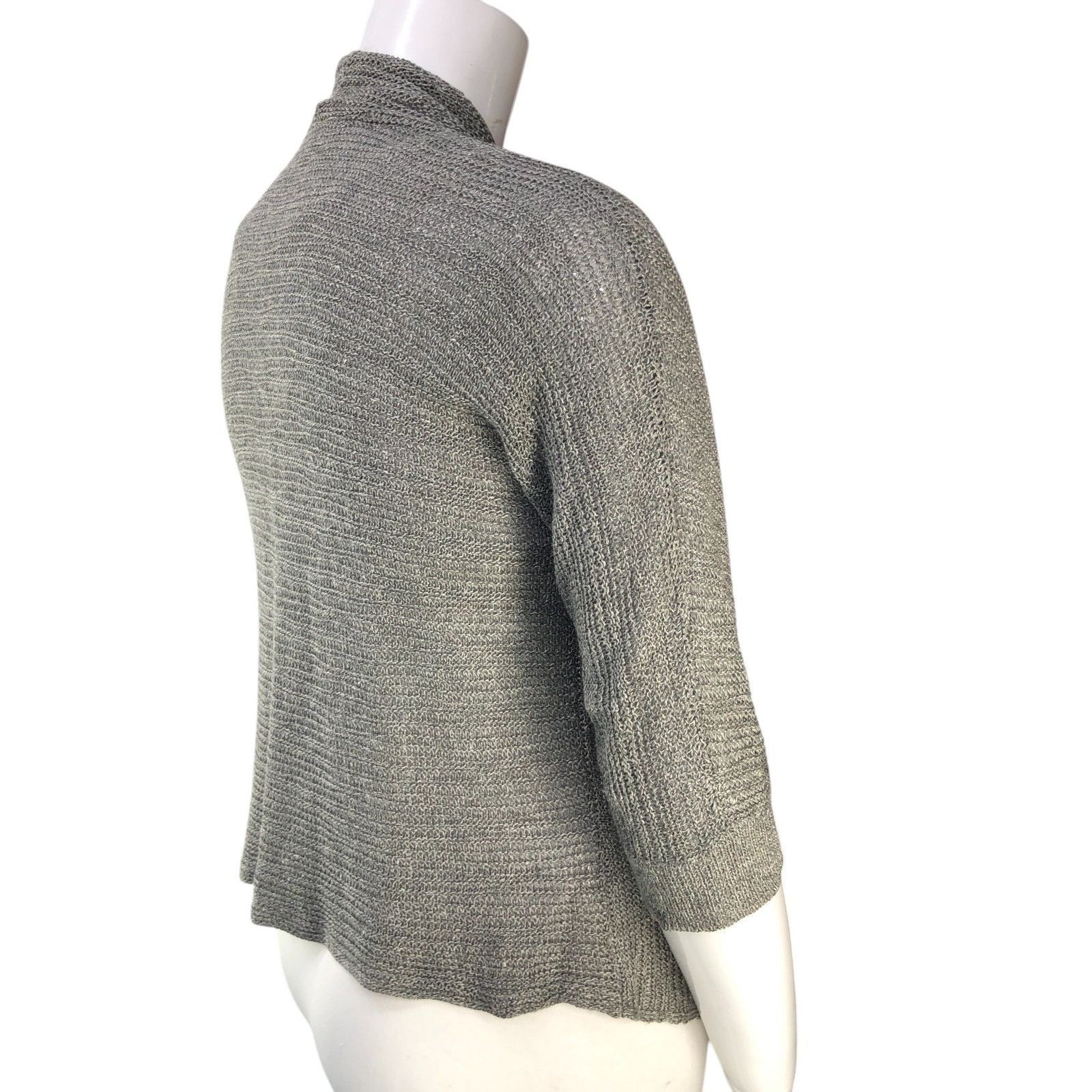Eileen Fisher Eileen Fisher Size L Cardigan Open Front Linen Silk Gray Size L / US 10 / IT 46 - 8 Thumbnail