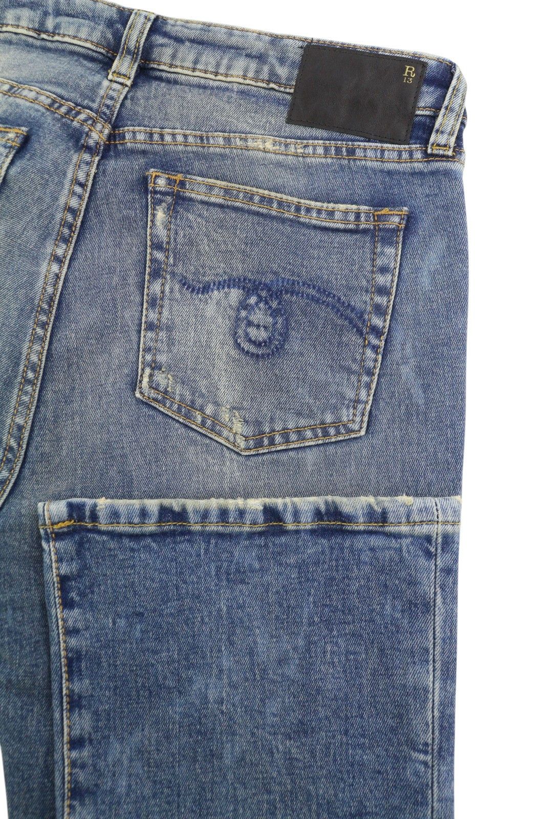 R13 KICK FIT 29 Kelly Stretch Flare Blue Jeans 87178 Size 29" - 6 Thumbnail
