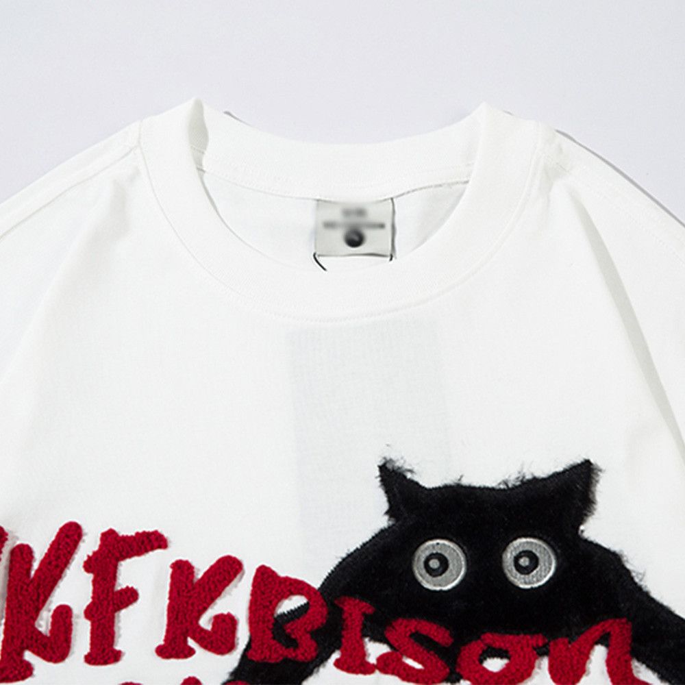 Vintage Men's hip-hop cat cartoon embroidered long-sleeved T-shirt Size US M / EU 48-50 / 2 - 3 Thumbnail