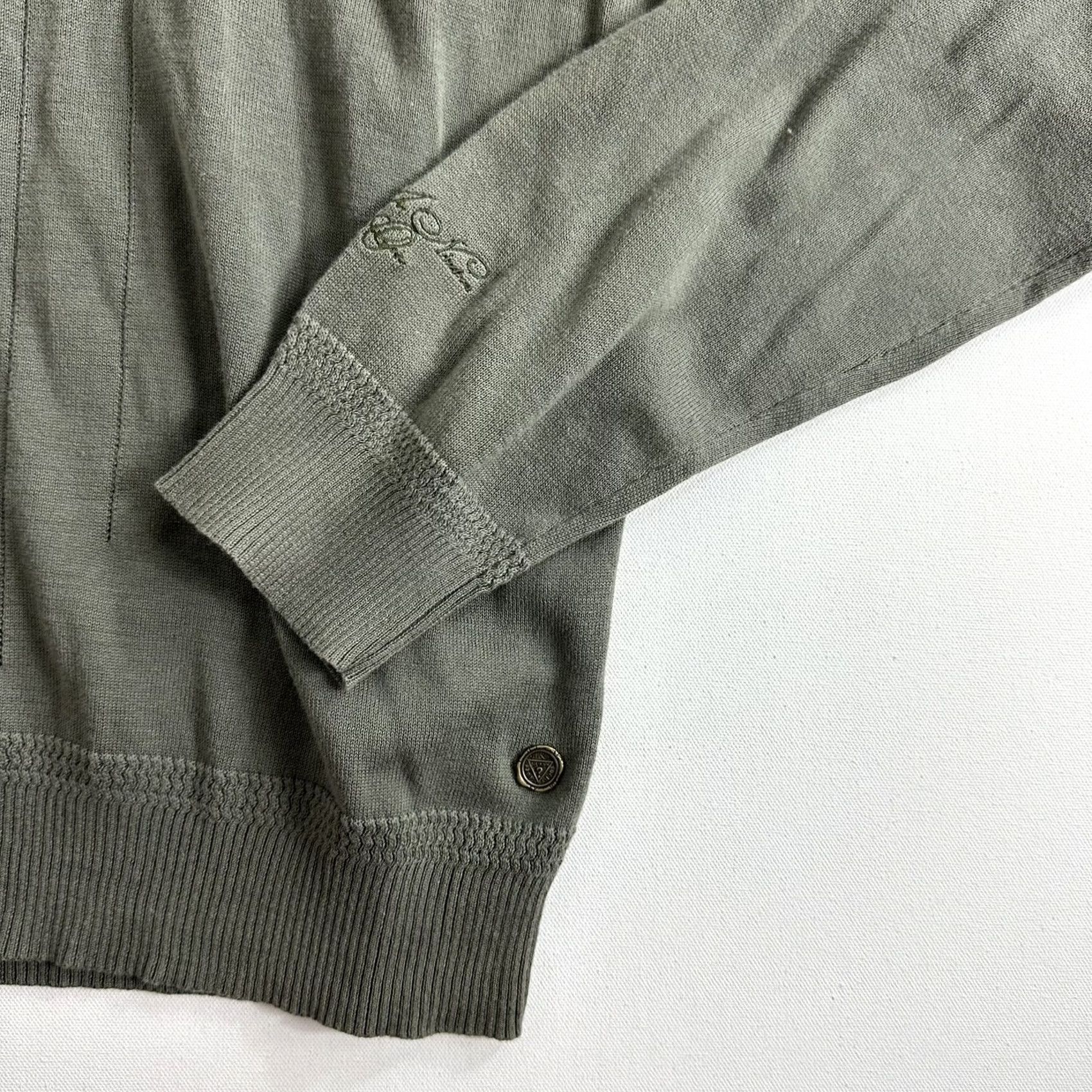 Guess Guess Men 2XL Pullover Sweater V-neck Green Cotton Longsleeve Casual Shirt Size US XXL / EU 58 / 5 - 3 Thumbnail