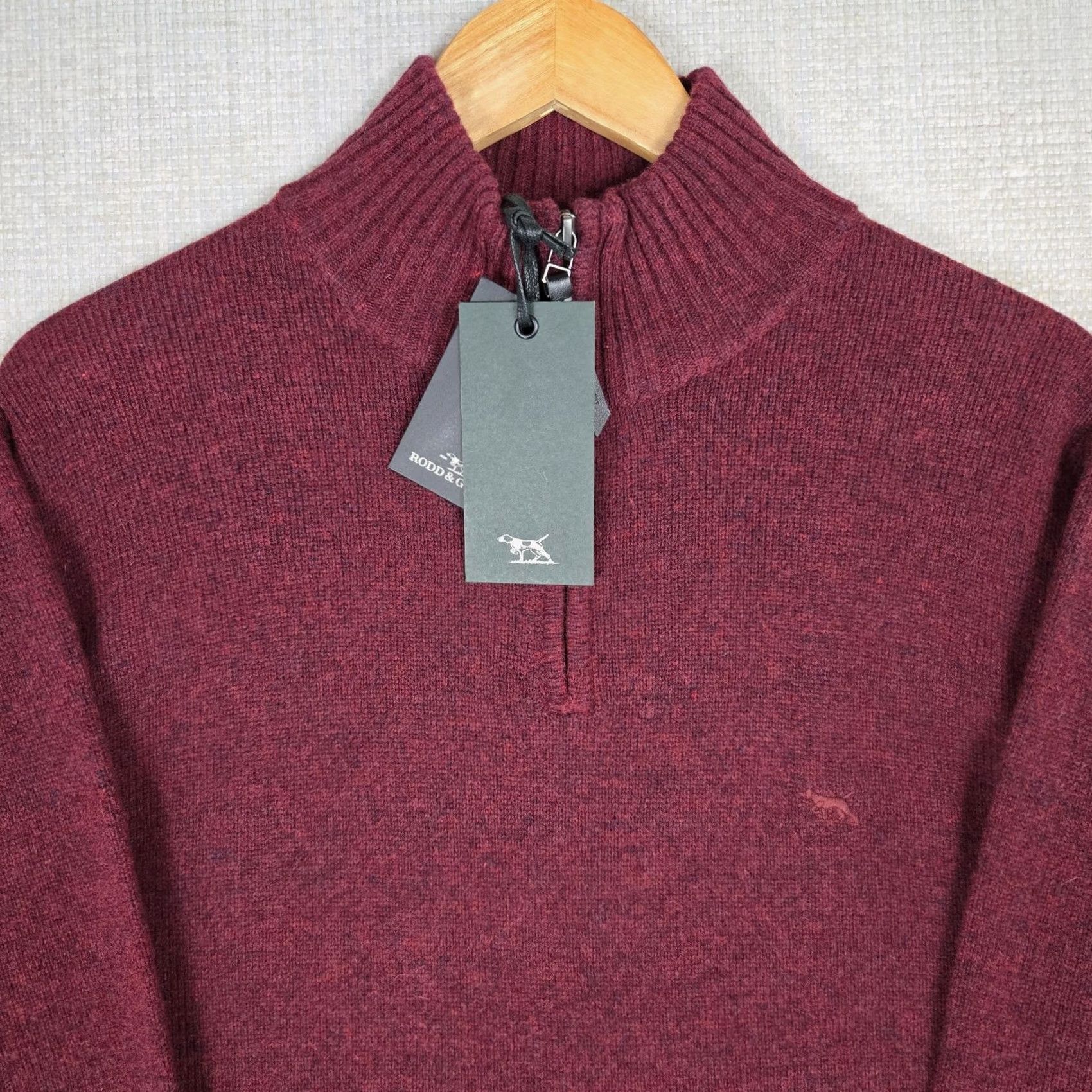Rodd & Gunn Rodd & Gunn Sweater Shirt Mens L Oxblood Wool Nylon 1/4 Zip Mock Neck Pullover Wool Blend Leather? Size US L / EU 52-54 / 3 - 2 Thumbnail