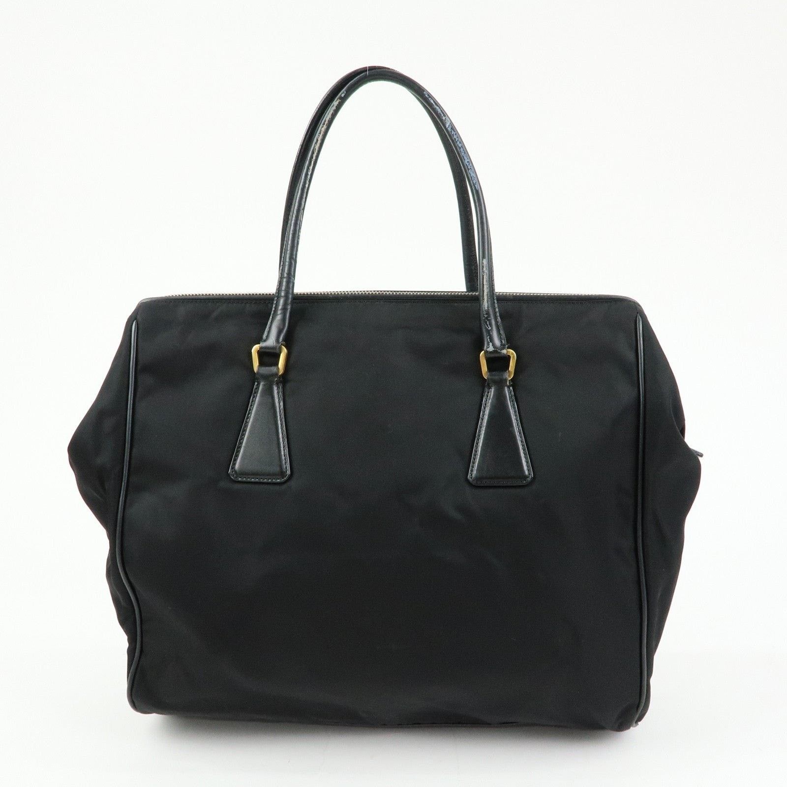 Prada Prada Triangle Logo Nylon Leather Tote Black Size ONE SIZE - 2 Thumbnail
