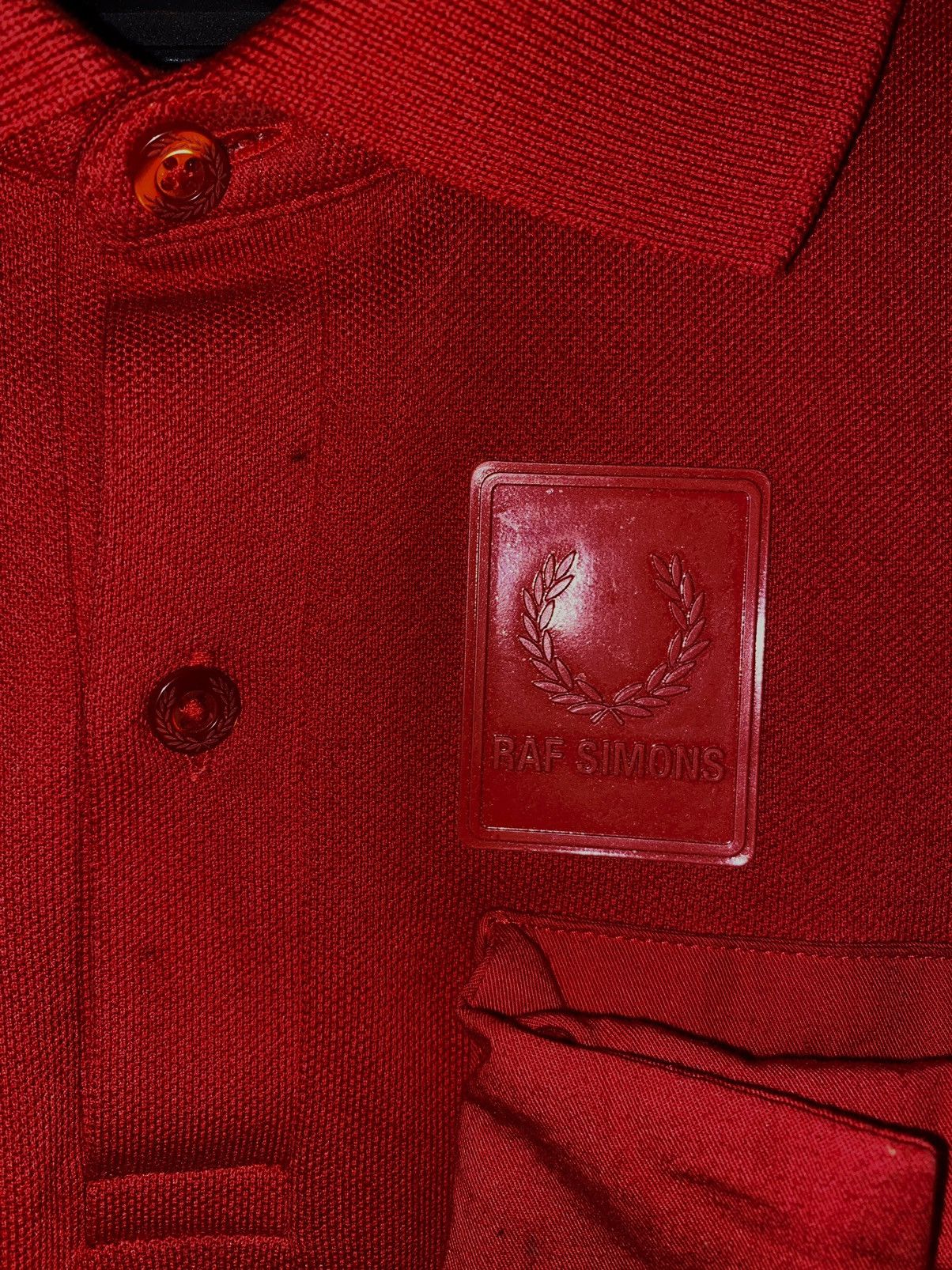 Fred Perry Archive Raf Simons Red Polo T-Shirt Rubber logo Big Pocket Size US M / EU 48-50 / 2 - 5 Thumbnail