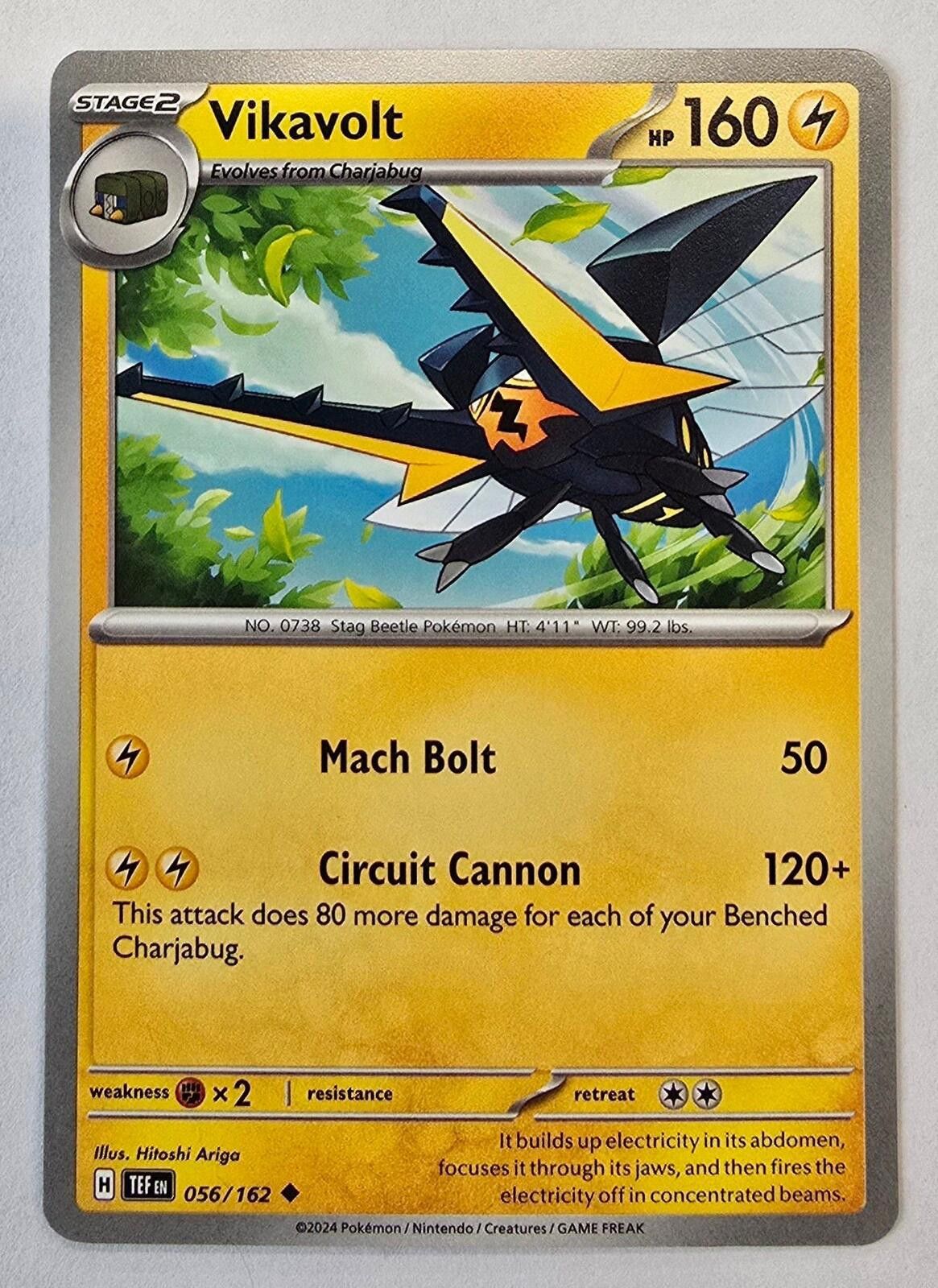 Pokemon Vikavolt card (number 056/162) from the Temporal Forces Size ONE SIZE - 1 Thumbnail