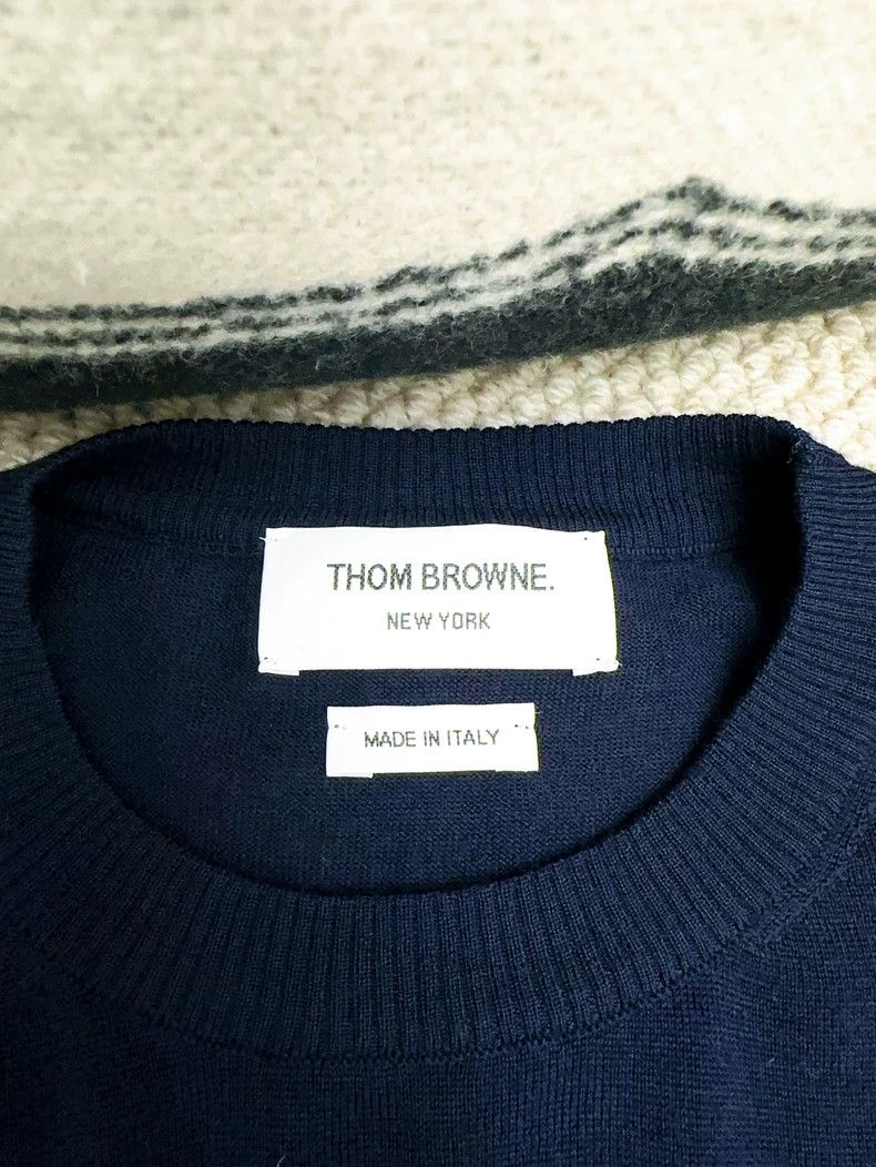Thom Browne Thom browne Long-sleeved round-neck cashmere knitted sweate Size US S / EU 44-46 / 1 - 4 Thumbnail