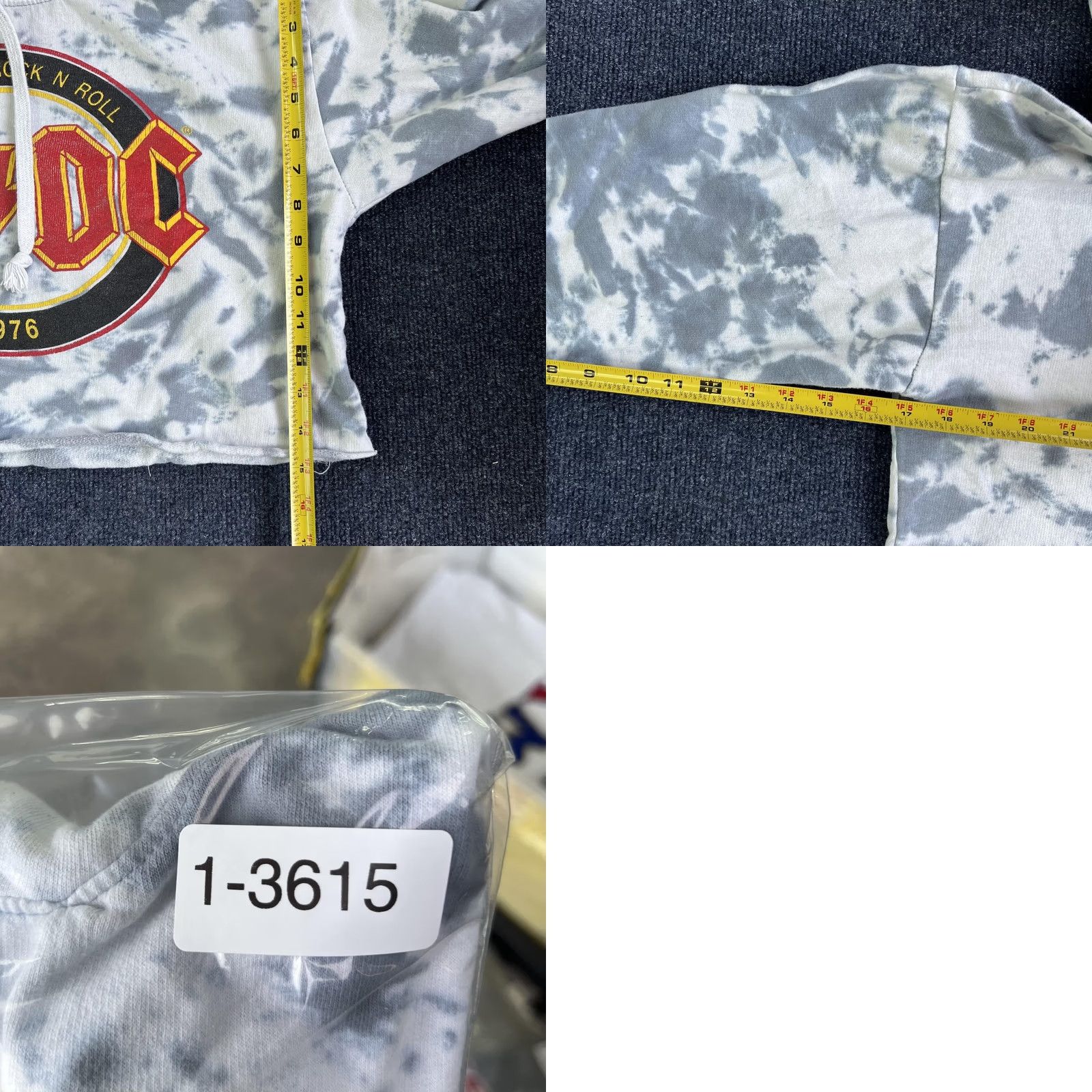 Vintage AC/DC Hoodie Womens Medium Gray Tie Dye Cropped Pullover Sweatshirt Fleece Size M / US 6-8 / IT 42-44 - 8 Thumbnail