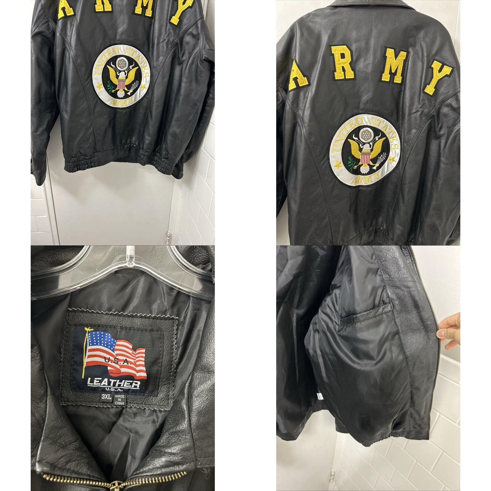 Vintage Leather USA Army Bomber Jacket Mens 3XL Black Military L/S Size US XXL / EU 58 / 5 - 8 Thumbnail
