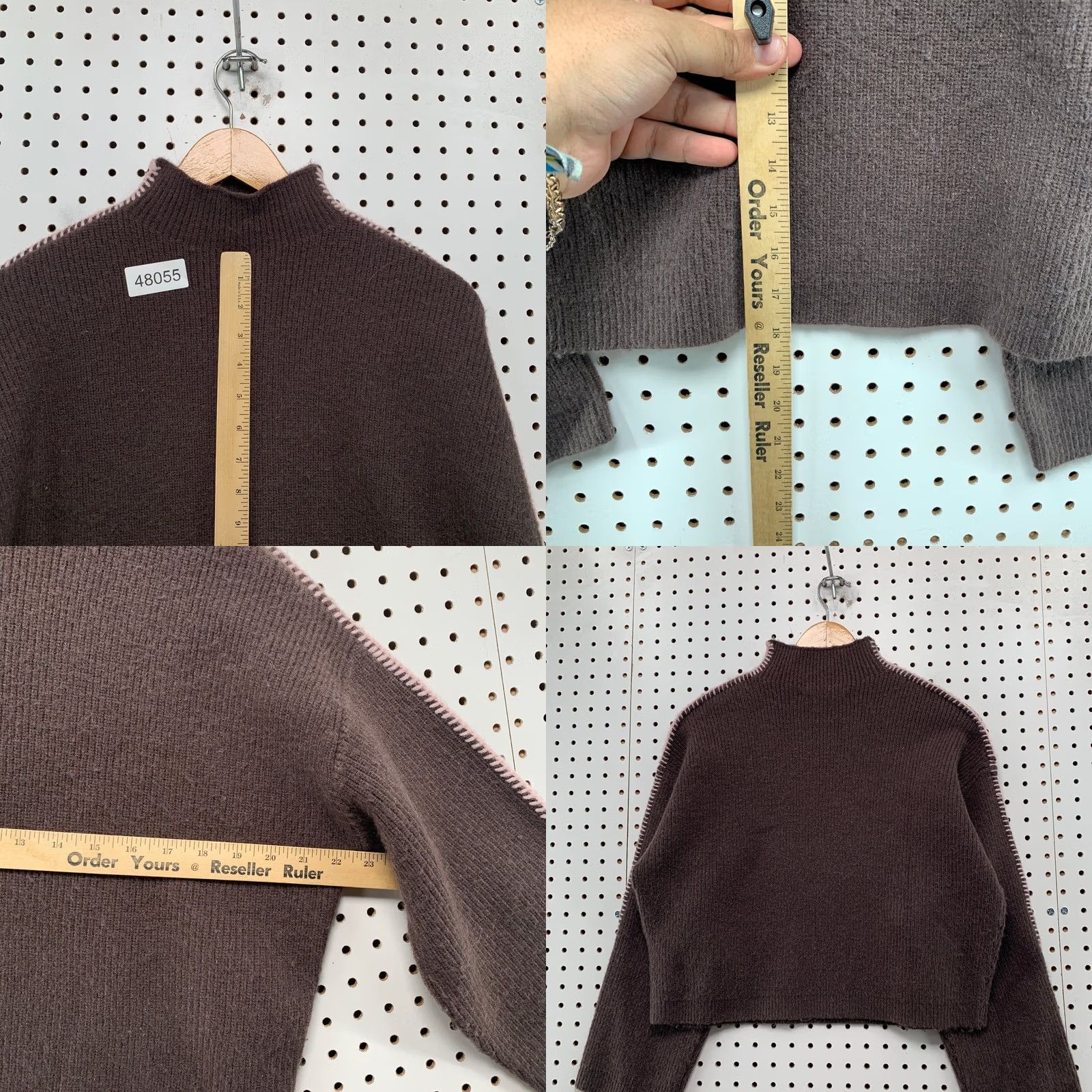 Anthropologie Anthropologie Ingrid Sweater Womens XS Cropped Whipstitch Sleeves Turtleneck Size XS / US 0-2 / IT 36-38 - 8 Thumbnail