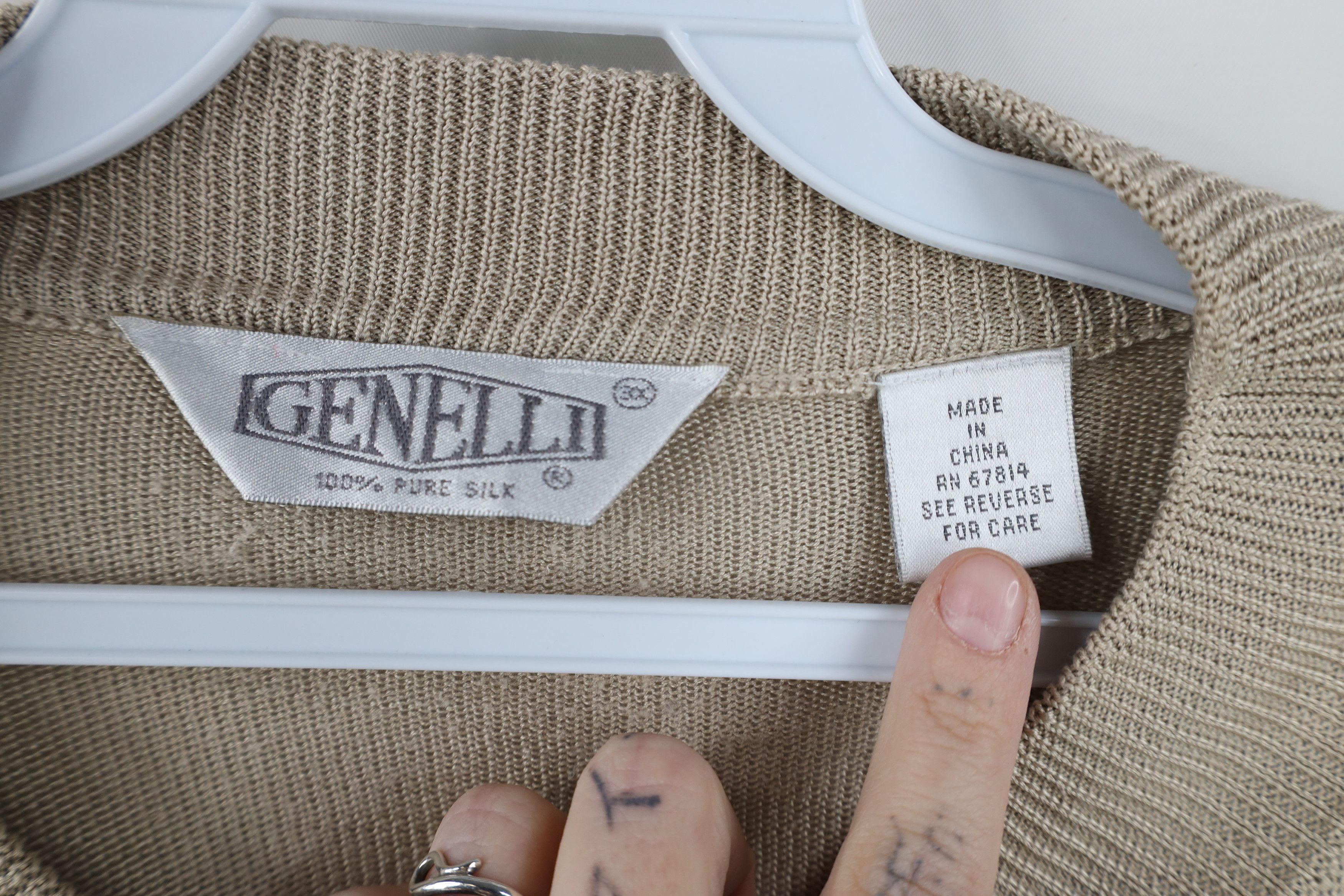 Gemelli Vintage 90s Genelli Lightweight Knit Crewneck Sweater Beige Size US XXL / EU 58 / 5 - 4 Thumbnail