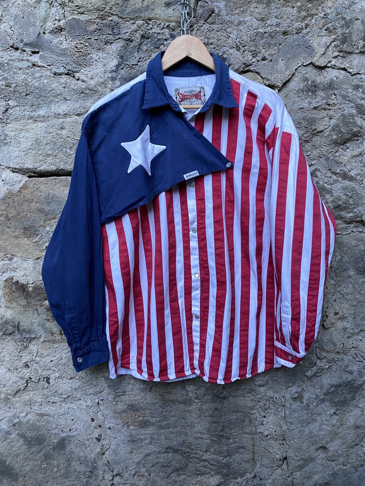 Vintage Vintage 90s Stockerpoint Biker Shirt USA Flag Size US M / EU 48-50 / 2 - 1 Thumbnail